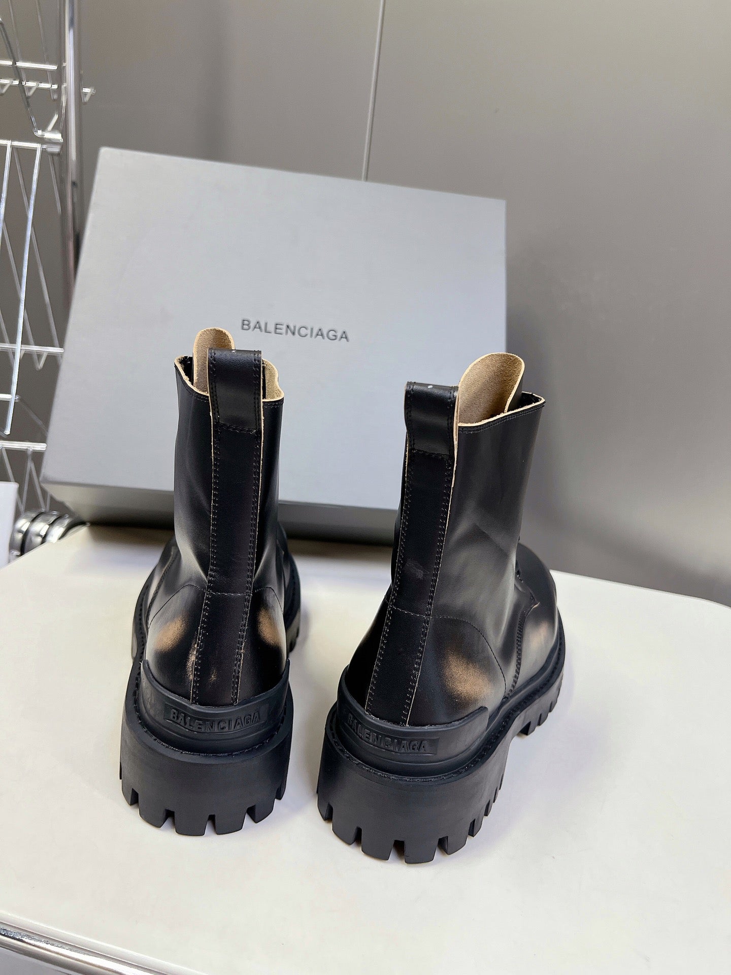 Balenciaga Men's Strike Lace-up Boot in Black
