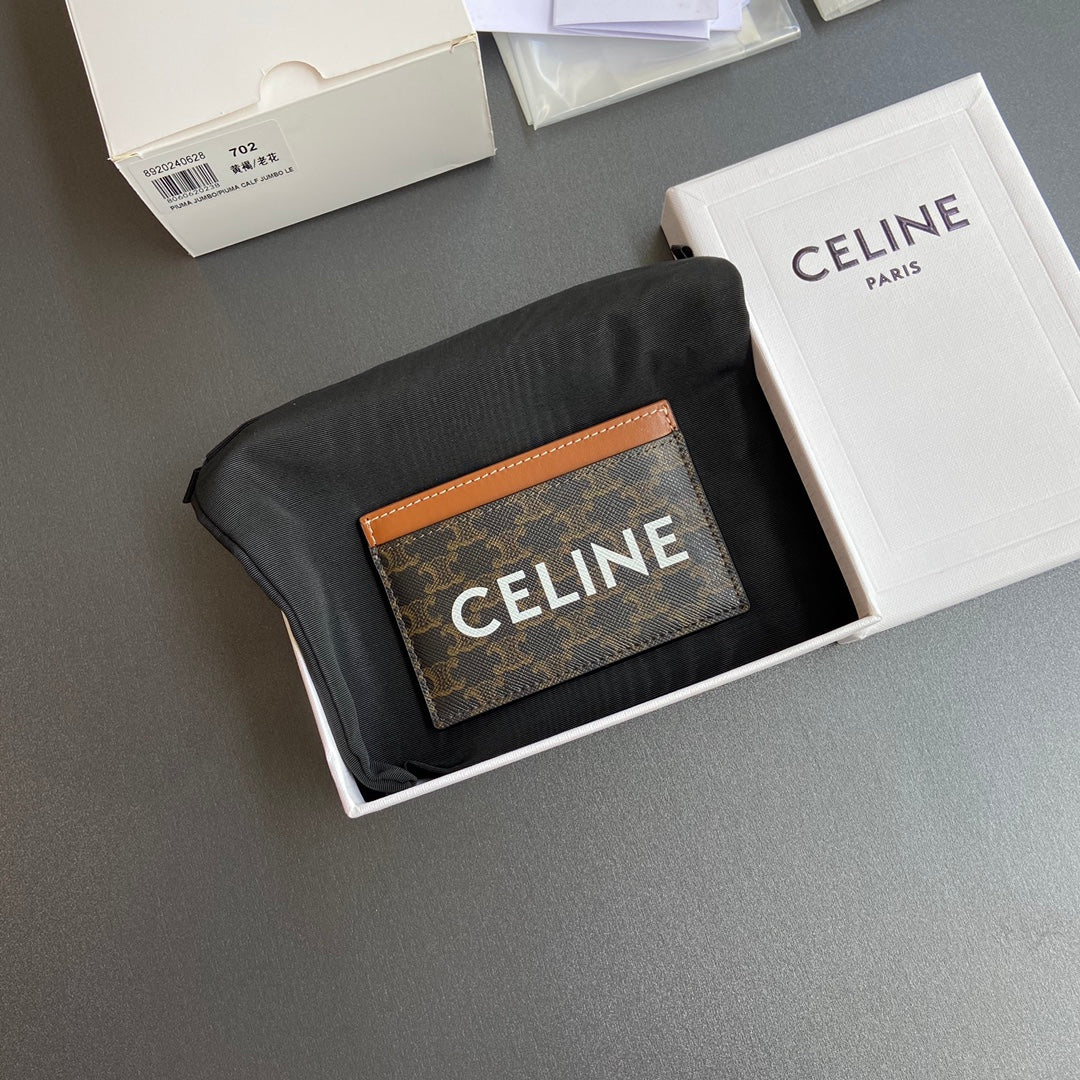 Celine Card Holder in Triomphe Canvas with Celine Print