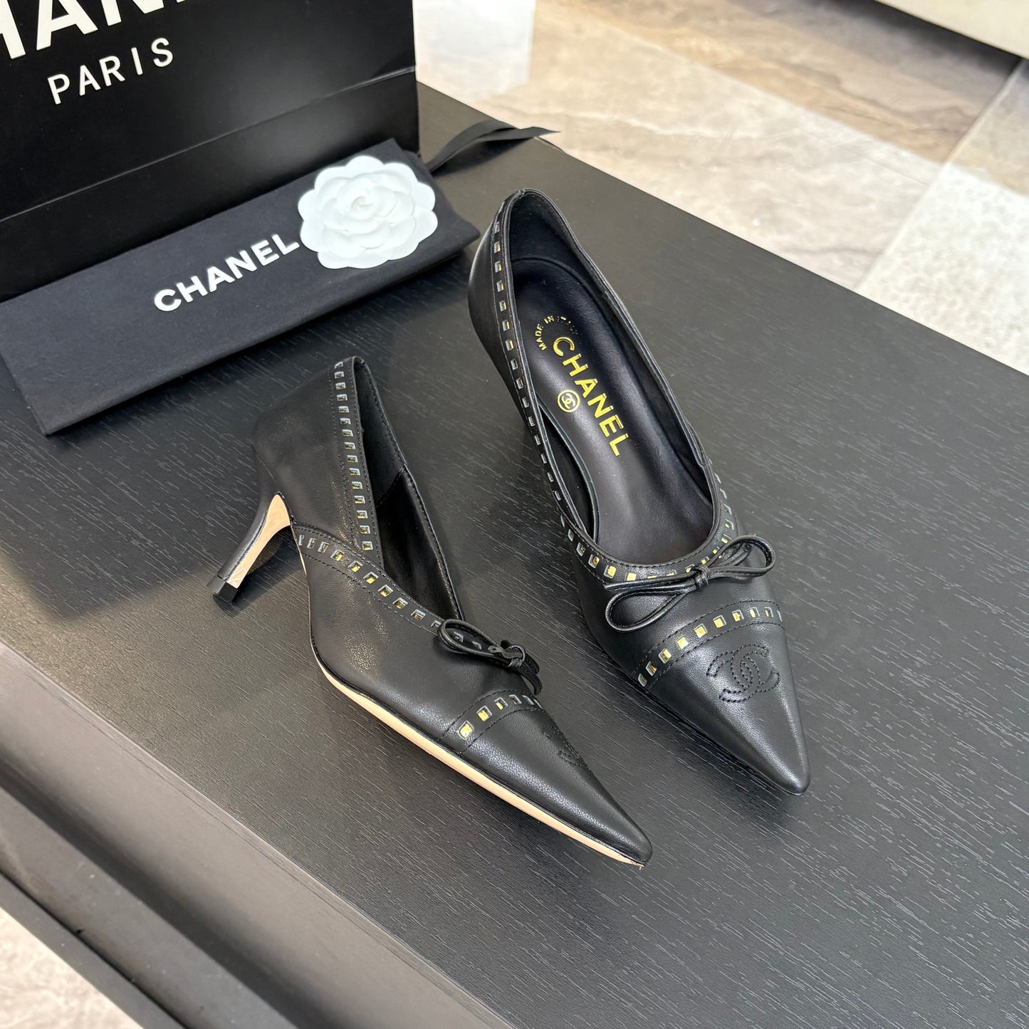 Chanel Elegant Turnlock Leather Loafers