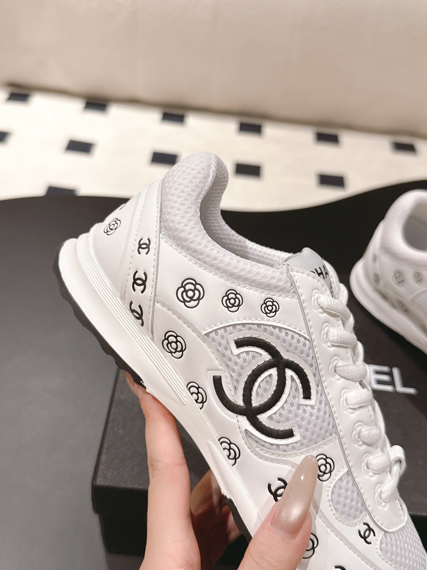 Chanel Tweed Suede Calfskin Sneakers