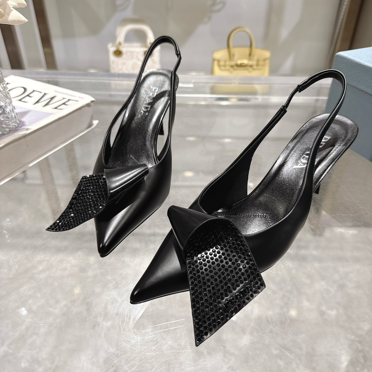 Prada Opulent Chain-Embellished Leather Loafers