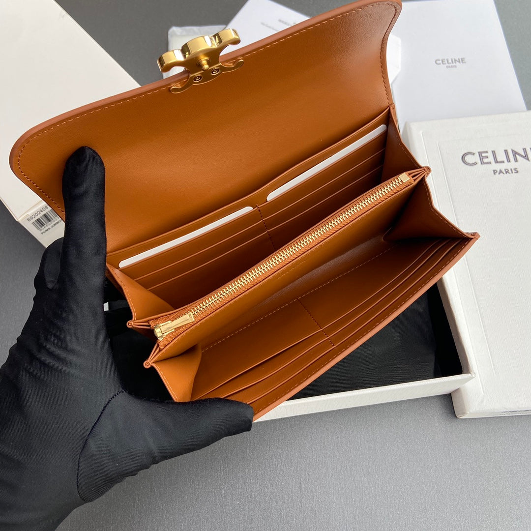 Celine Large Triomphe Wallet in Shiny Calfskin