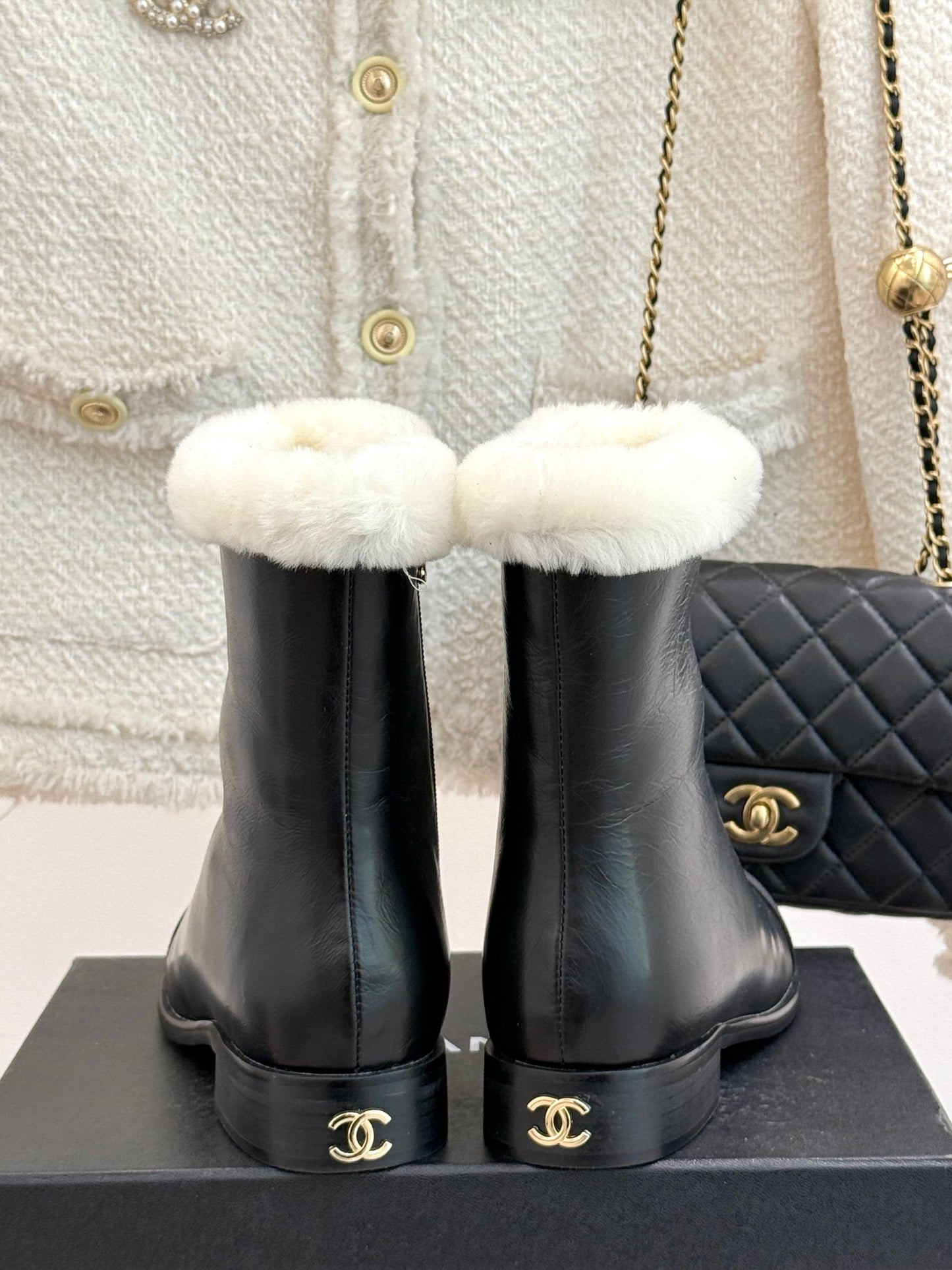 Chanel Bold Shearling & Amp; Suede Over-The-Knee Boots