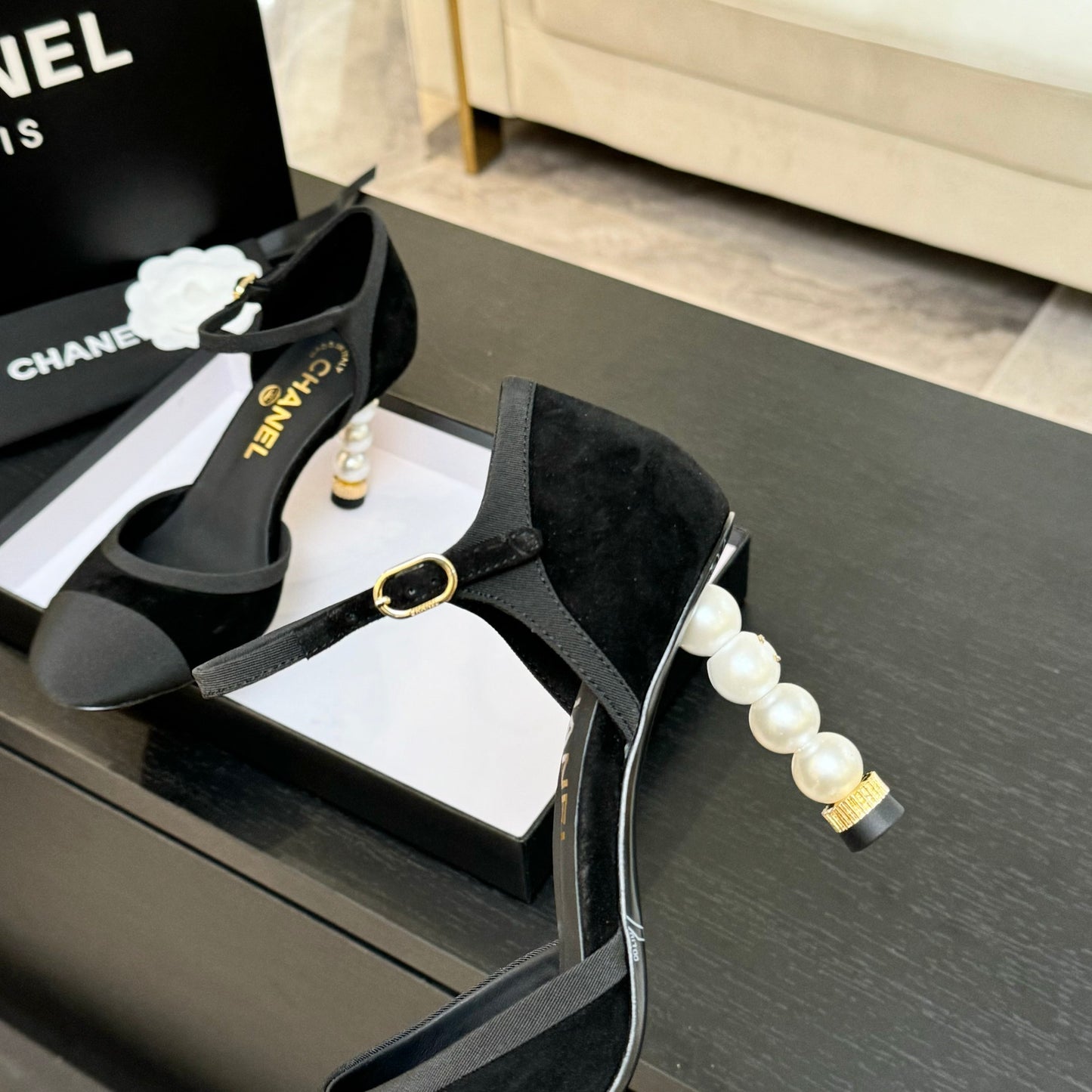 Chanel Elegant Suede Slide Mules