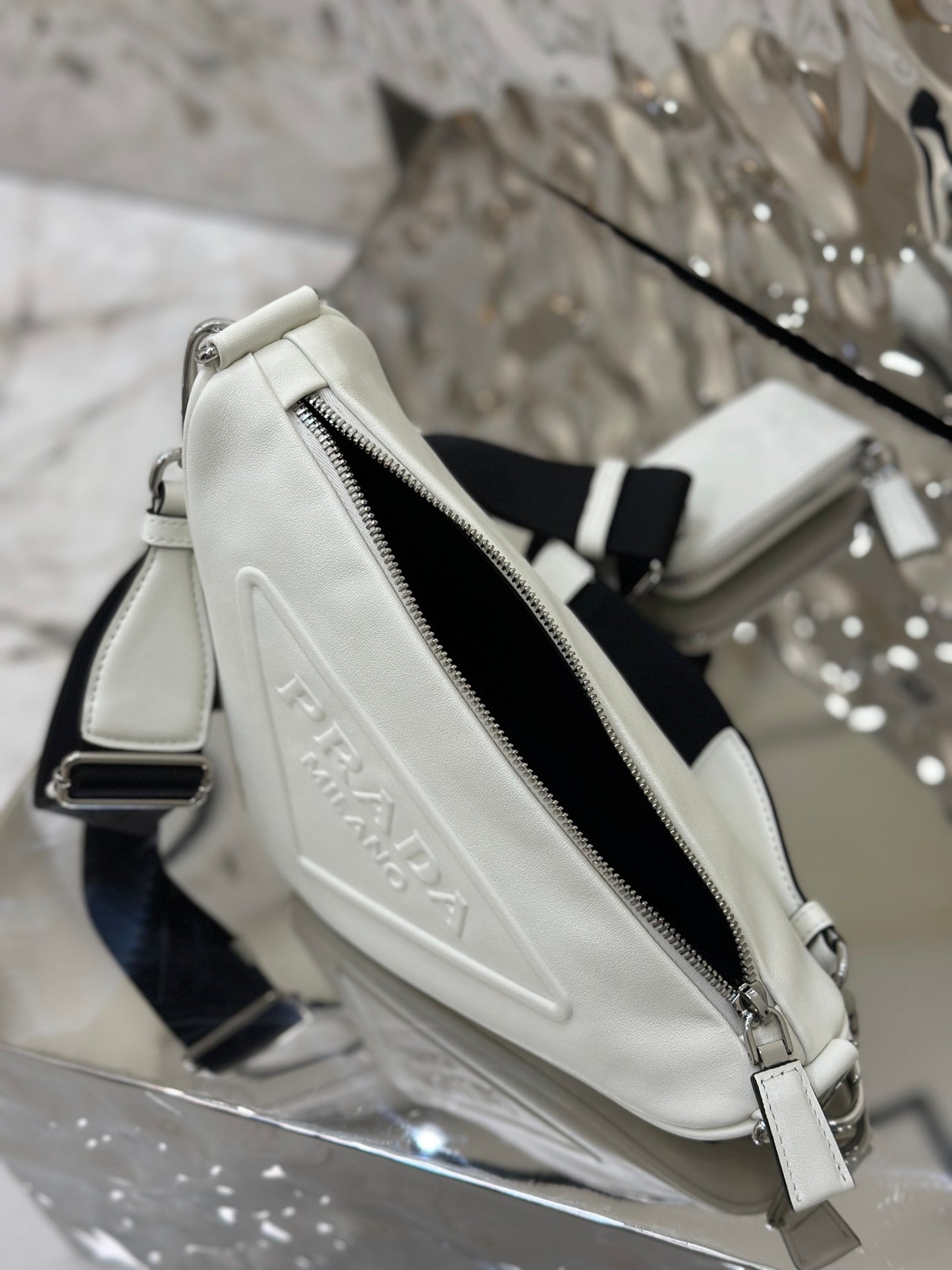 Prada Geometric Elegance Cotton Pouch