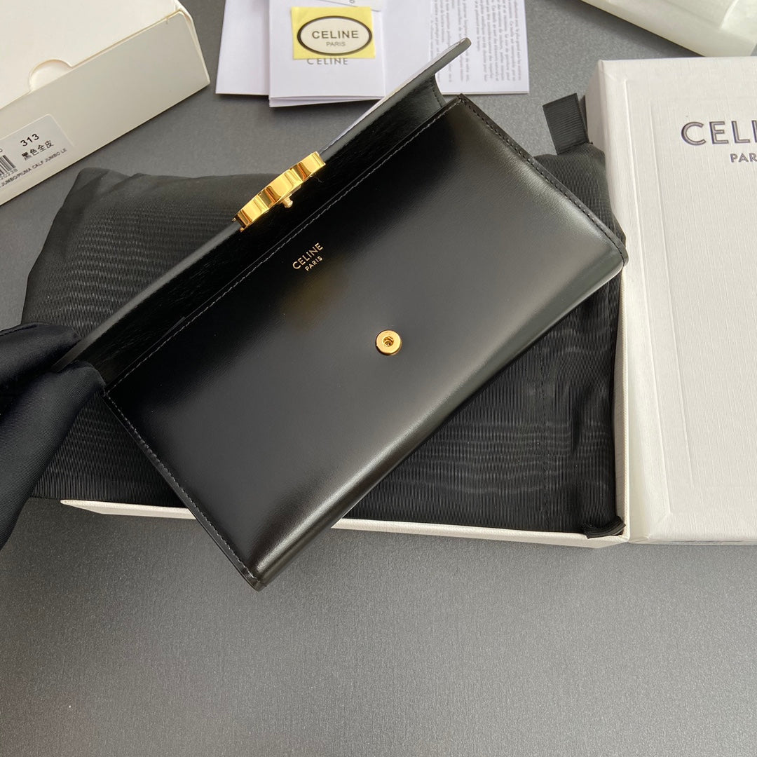 Celine Large Triomphe Wallet in Shiny Calfskin