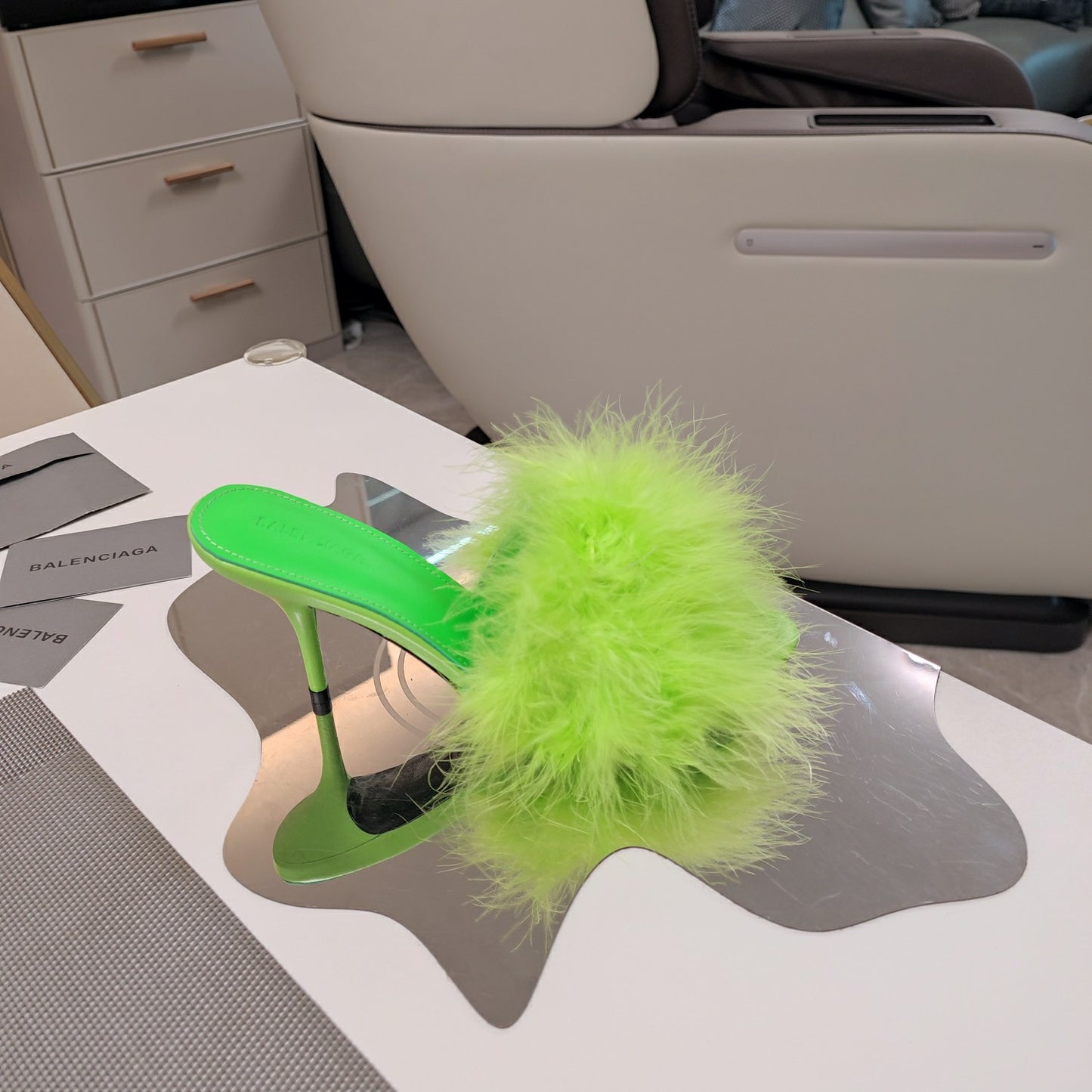 Balenciaga Feathered Luxe Slide Sandals