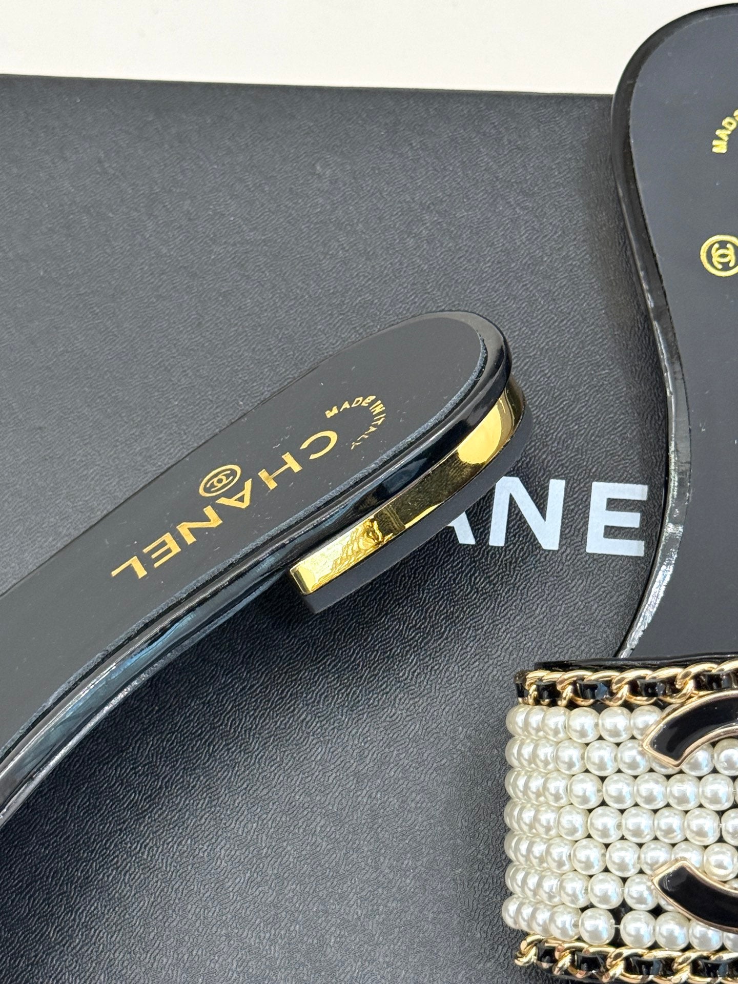 Chanel Pearl Embrace Lambskin Slides