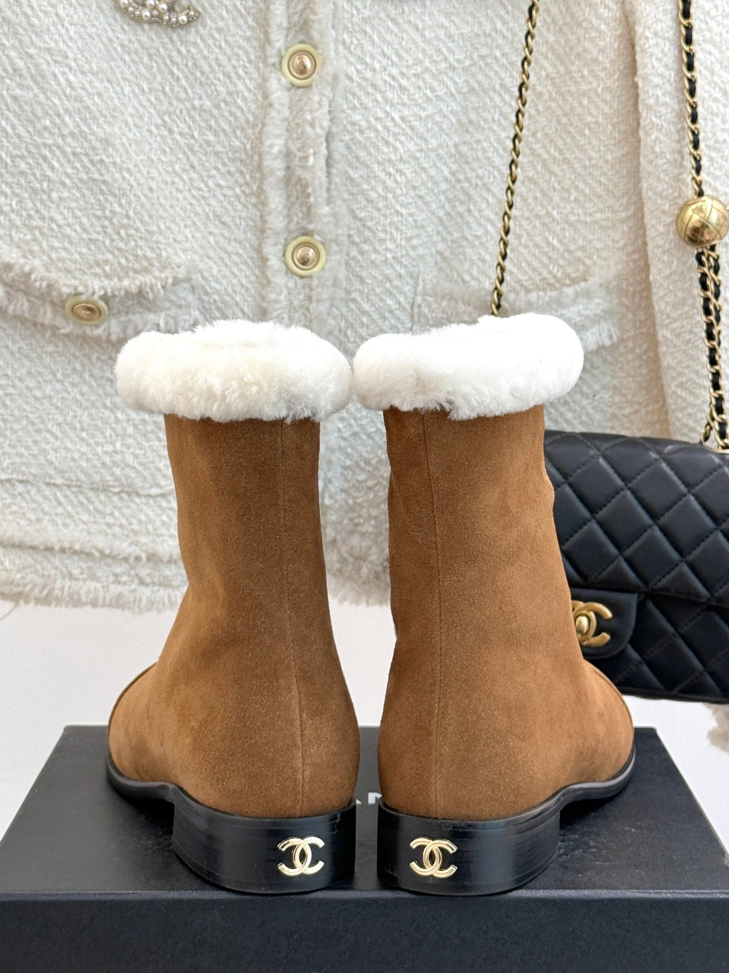 Chanel Bold Shearling & Amp; Suede Over-The-Knee Boots
