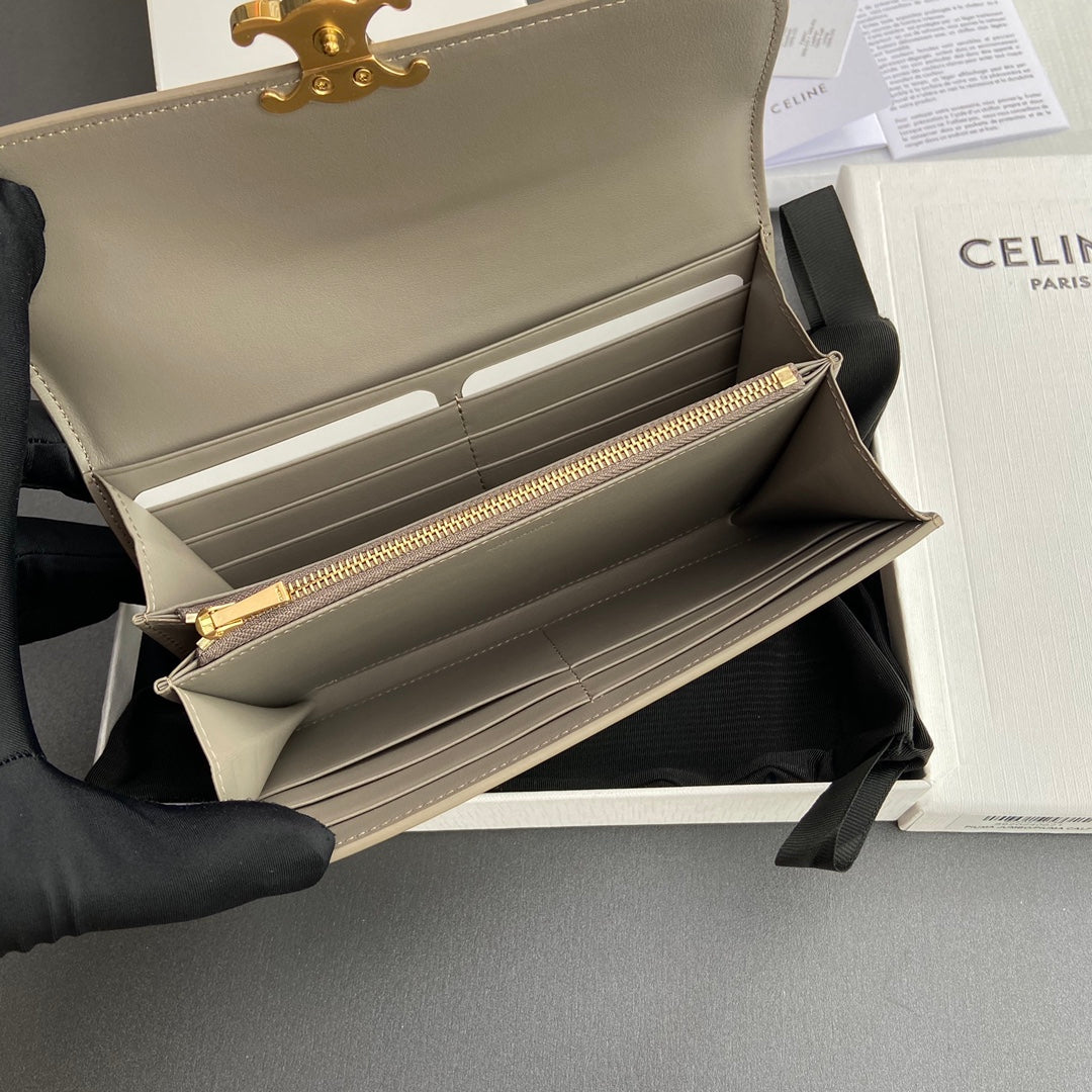 Celine Large Triomphe Wallet in Shiny Calfskin