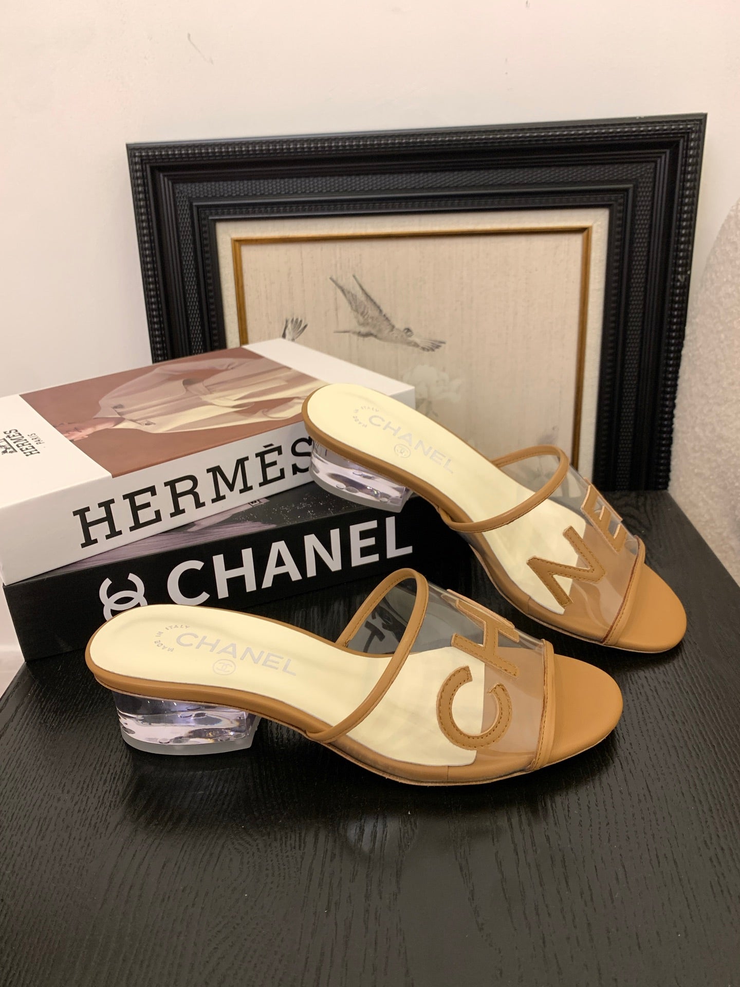 Chanel Timeless PVC Logo Slides