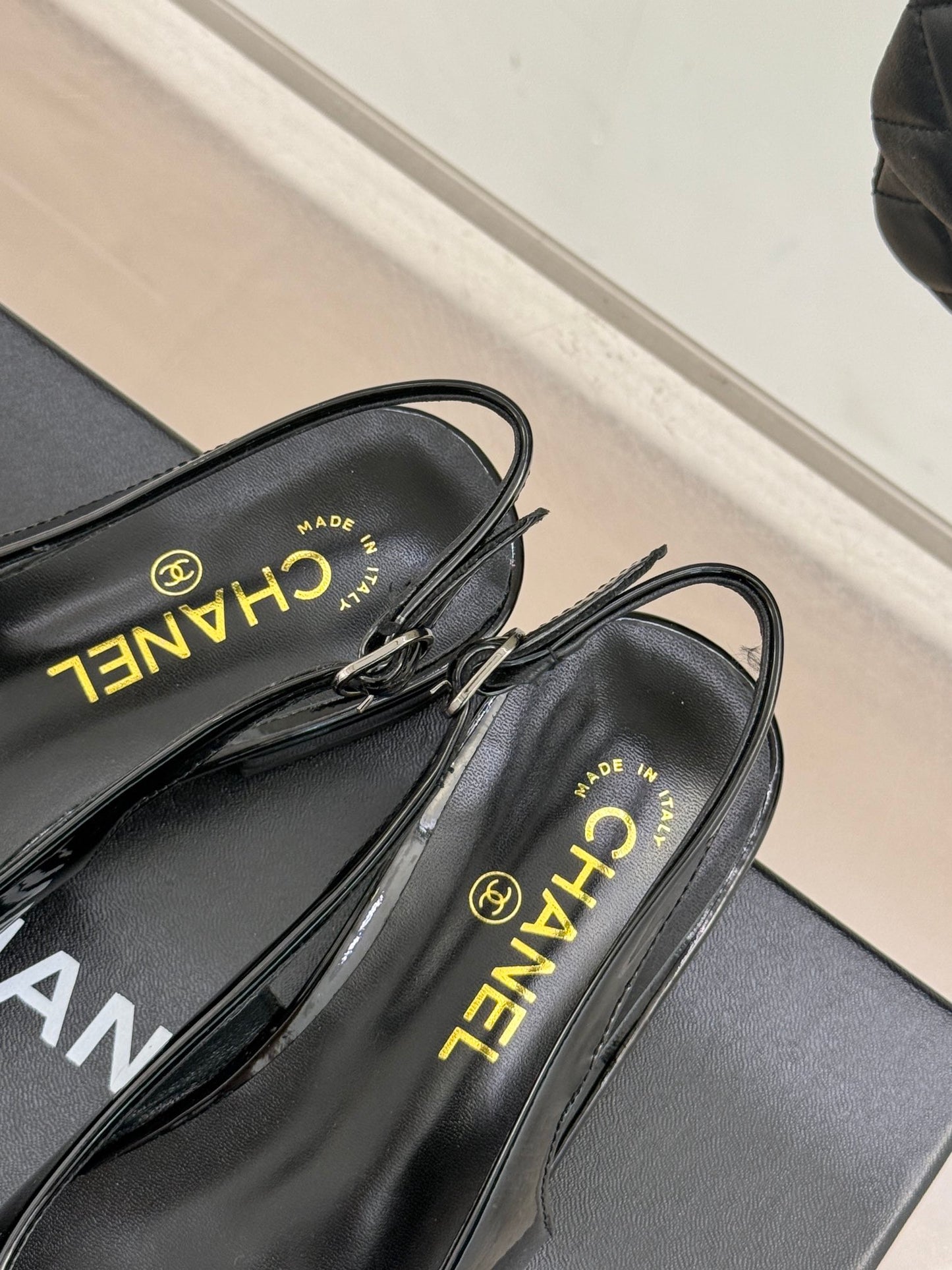 Chanel Cowhide Elegance Slope Mules