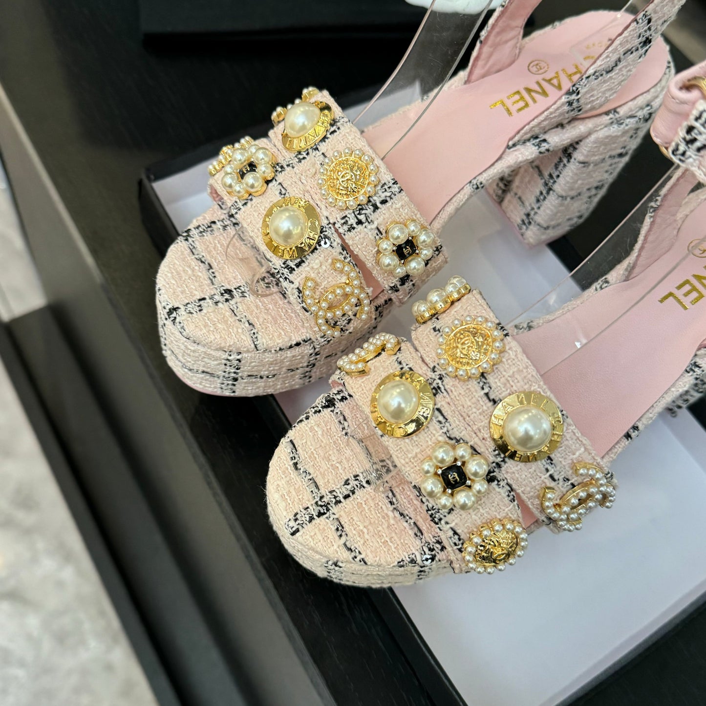 Chanel Elegant Suede Block Heels