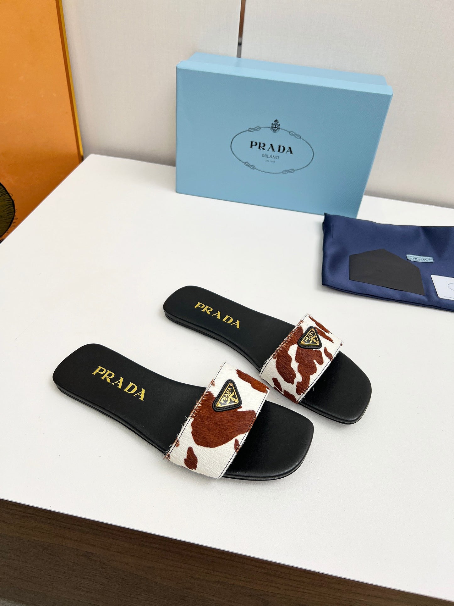 Prada Enameled Elegance Slides