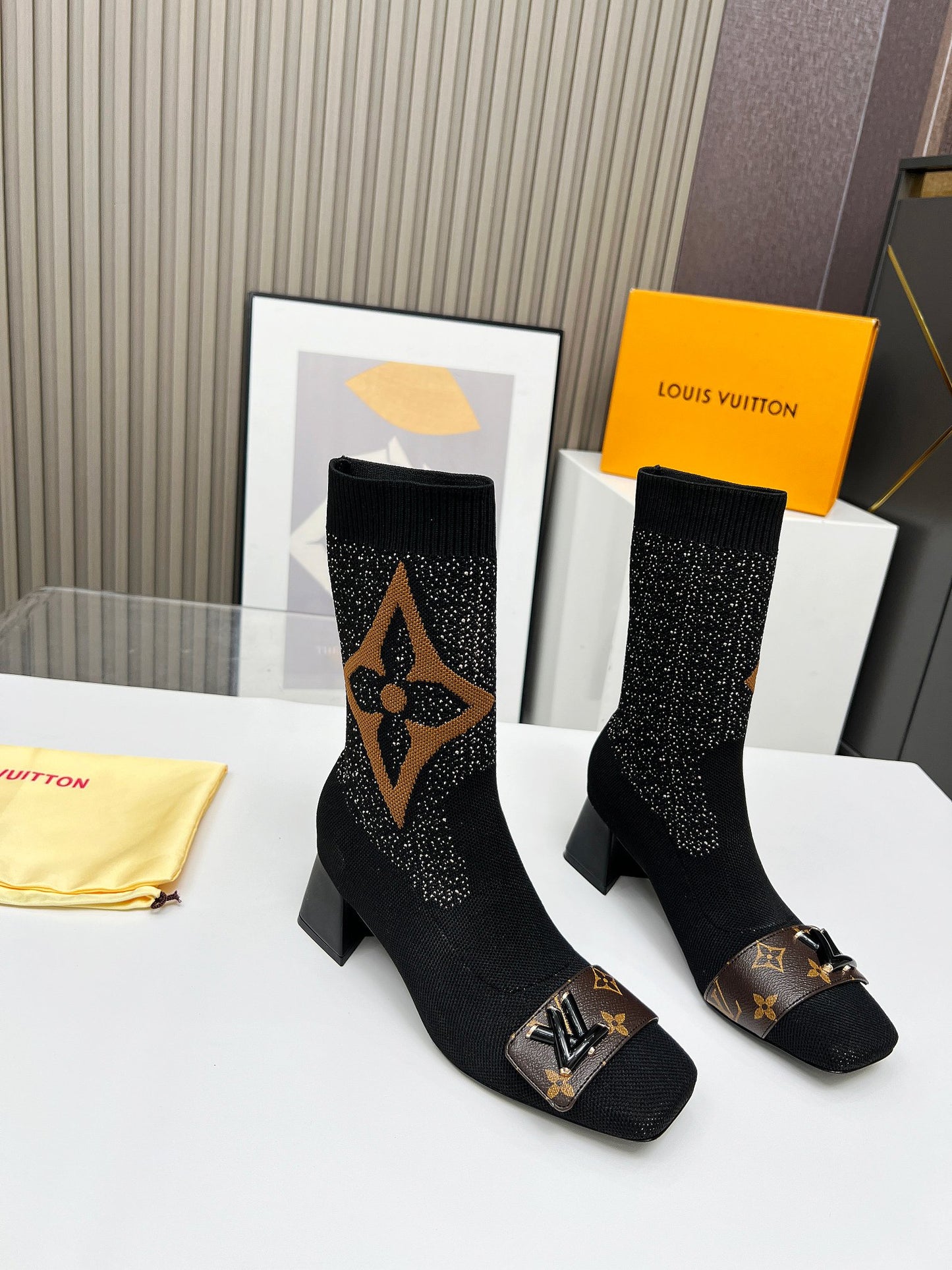Louis Vuitton Timeless Knit Monogram Ankle Boots