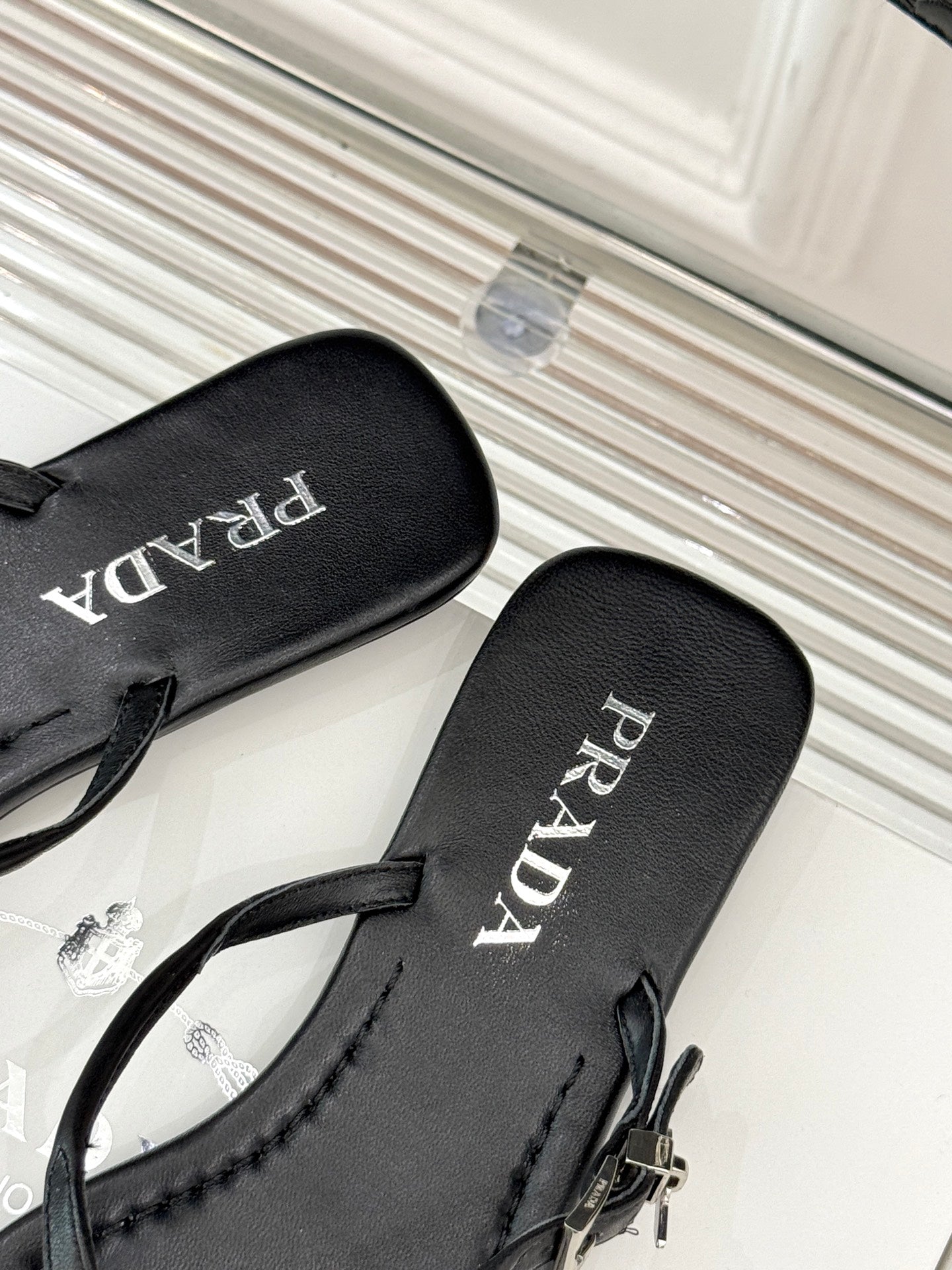 Prada Enameled Elegance Sandals