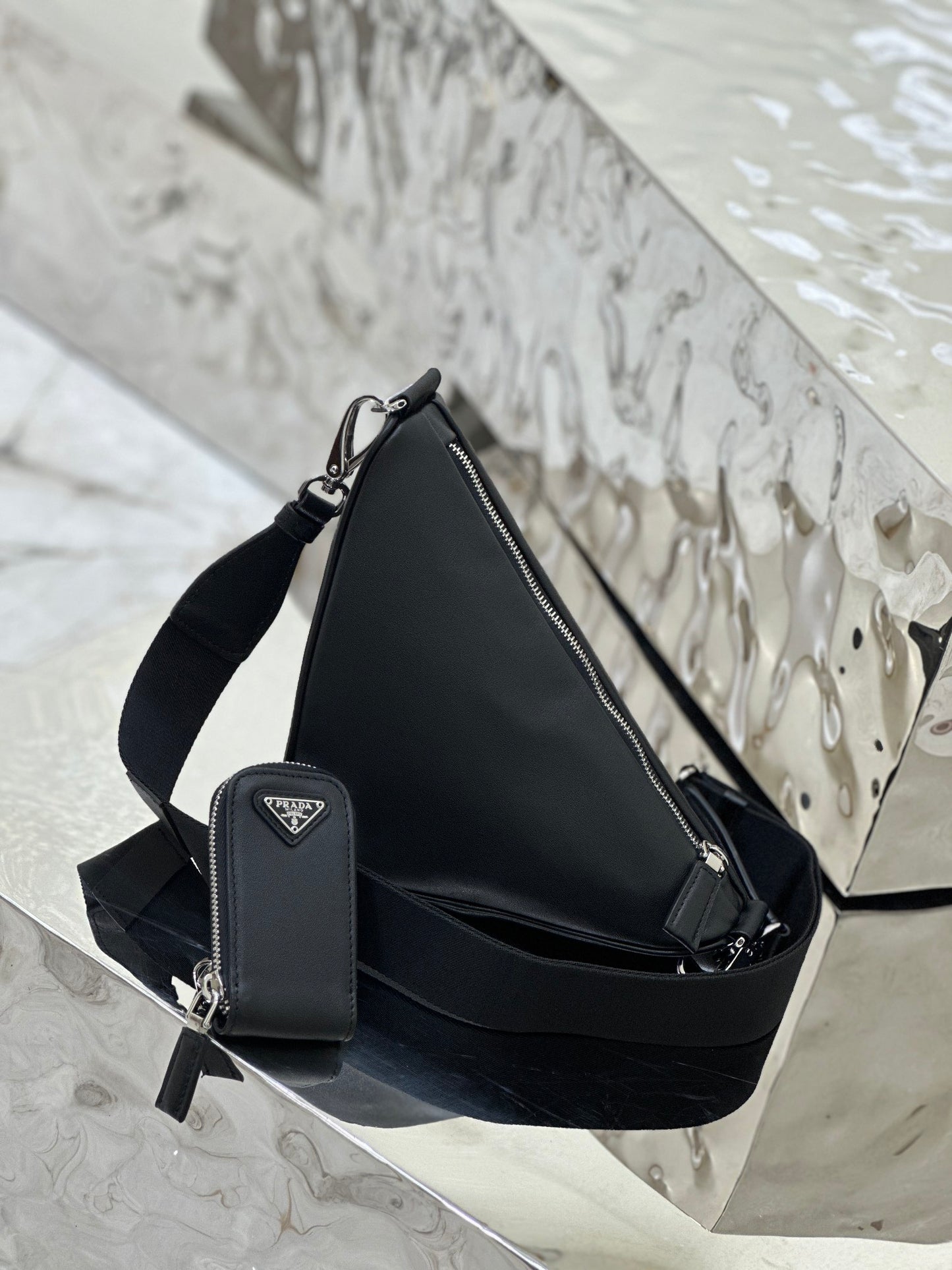 Prada Geometric Elegance Cotton Pouch