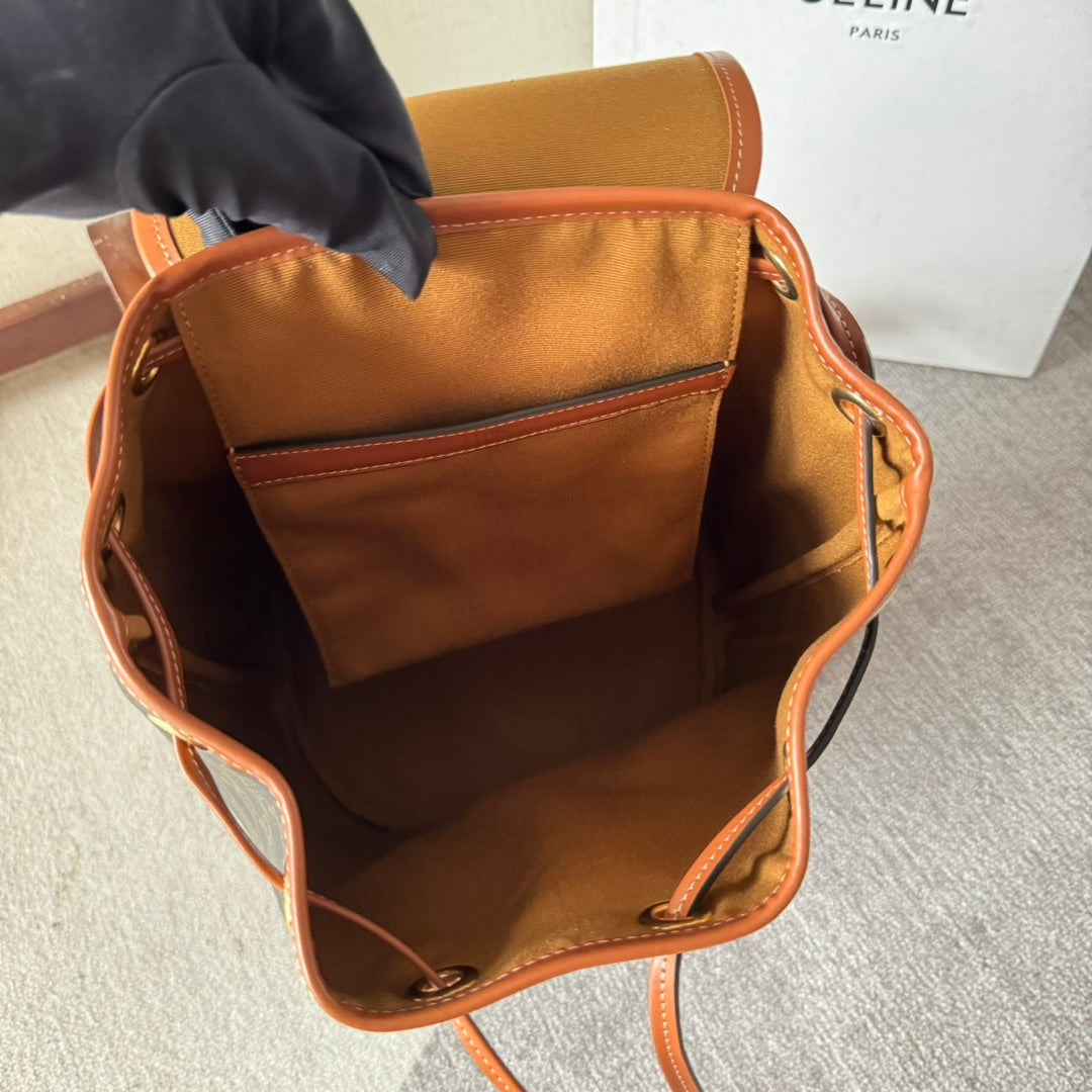 Celine Teen Clara Bag in Triomphe Canvas and calfskin