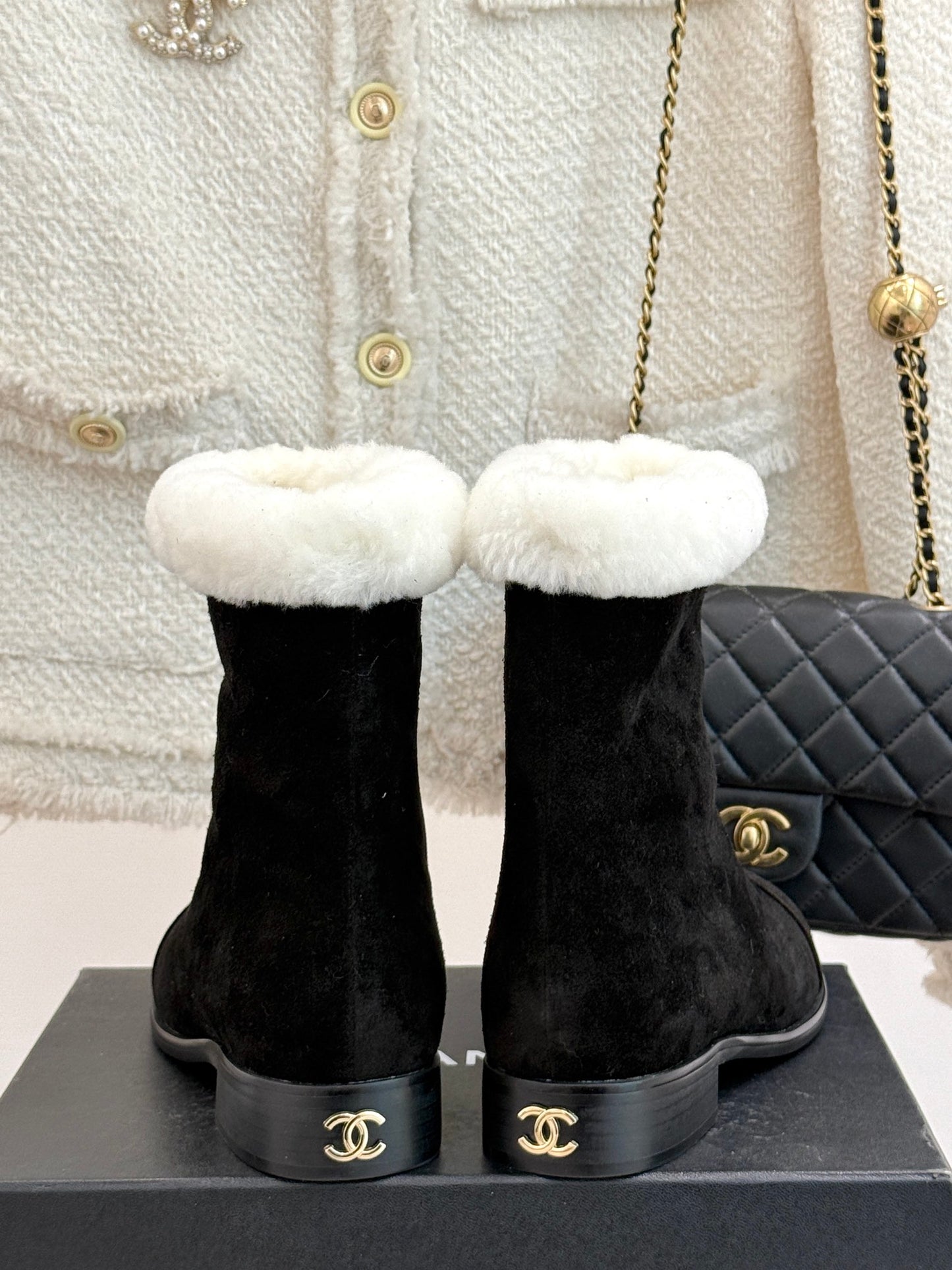 Chanel Bold Shearling & Amp; Suede Over-The-Knee Boots