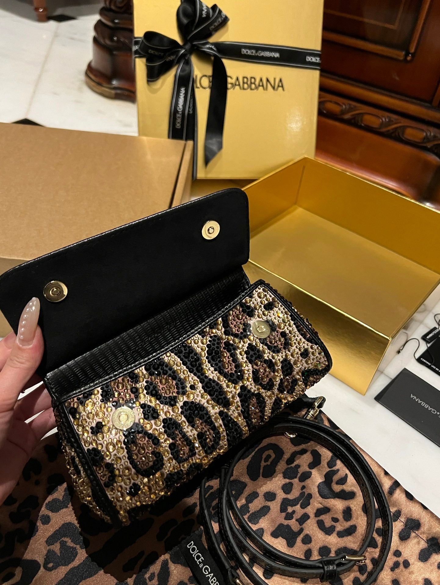 Dolce & Gabbana Medium Sicily Handbag in Leopard Print Calfskin