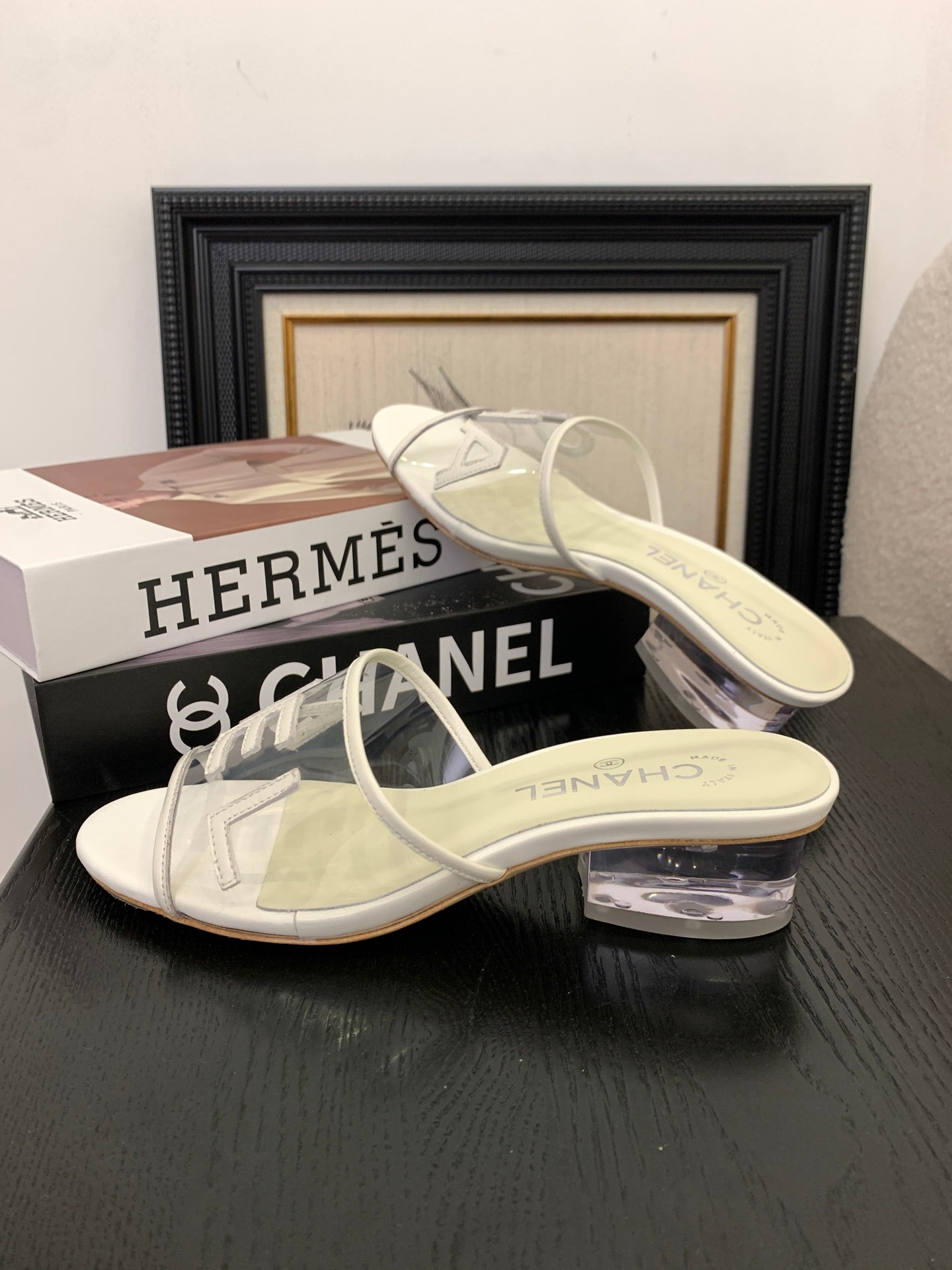 Chanel Timeless PVC Logo Slides