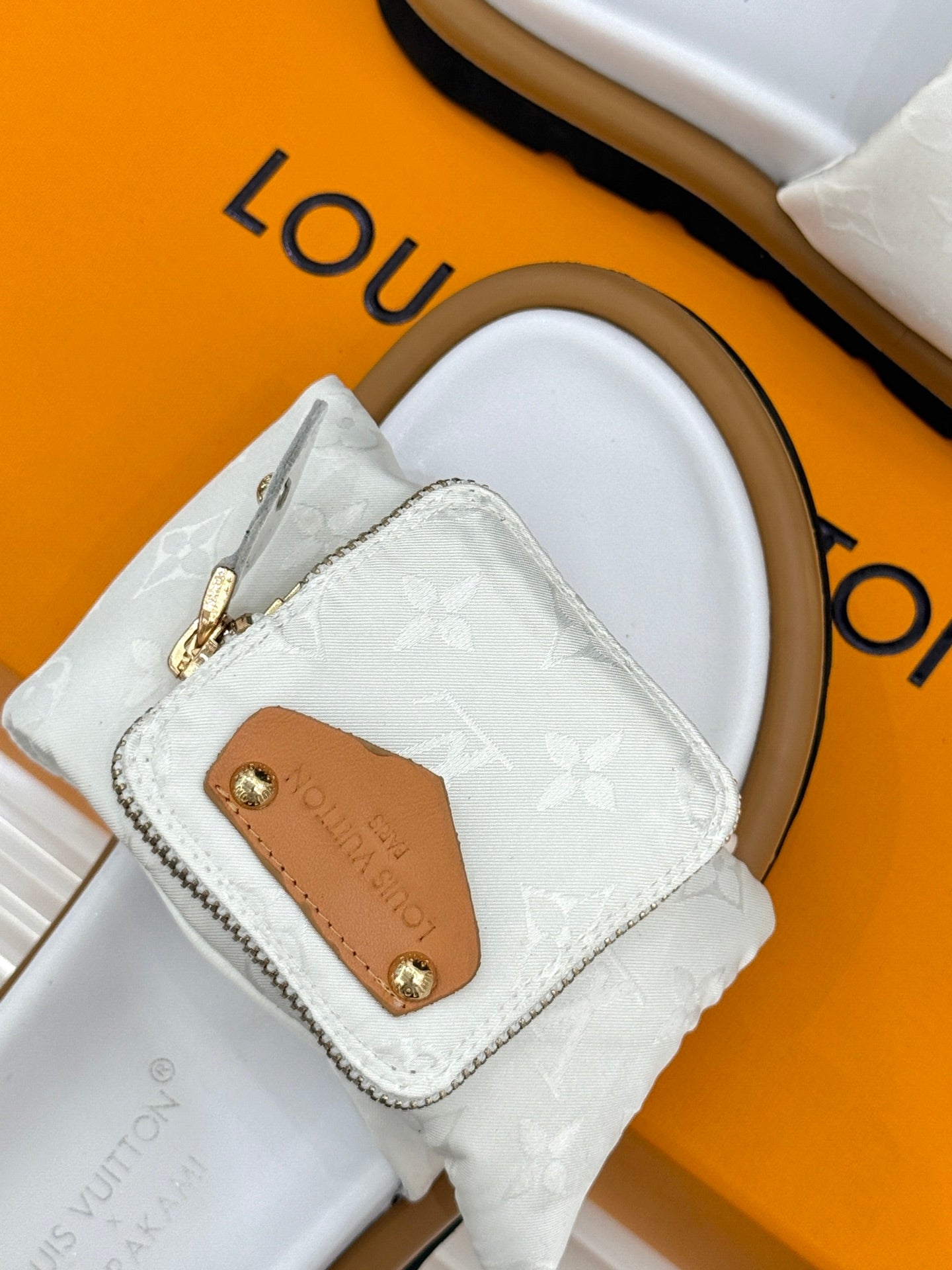 Louis Vuitton x Takashi Murakami-inspired slide sandals