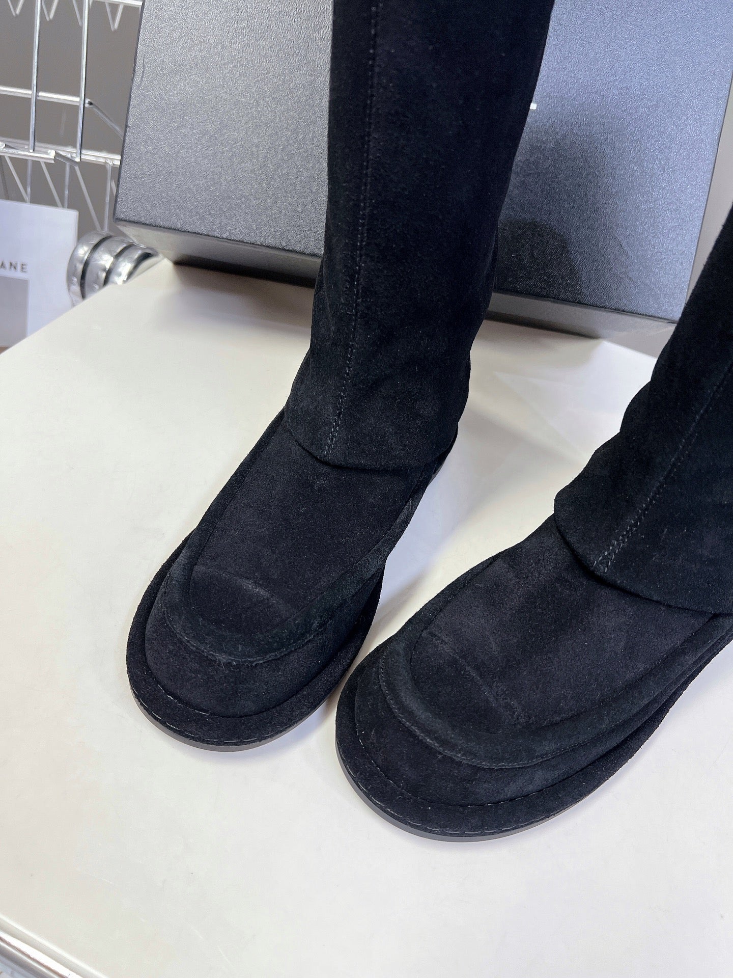 Chanel Shark Lock Biker Ankle Boots In Suede