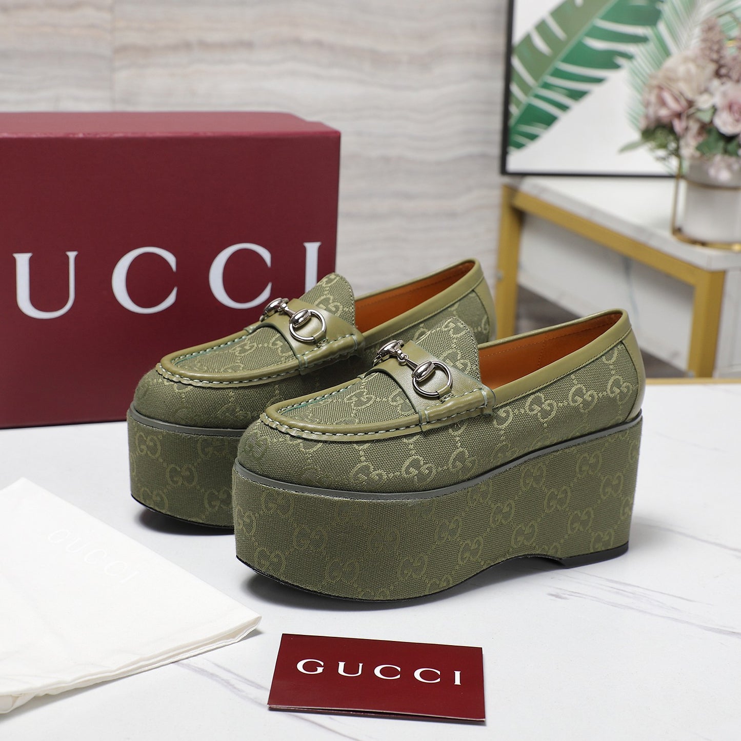 Gucci Women's Horse-bit Wedge Loafer