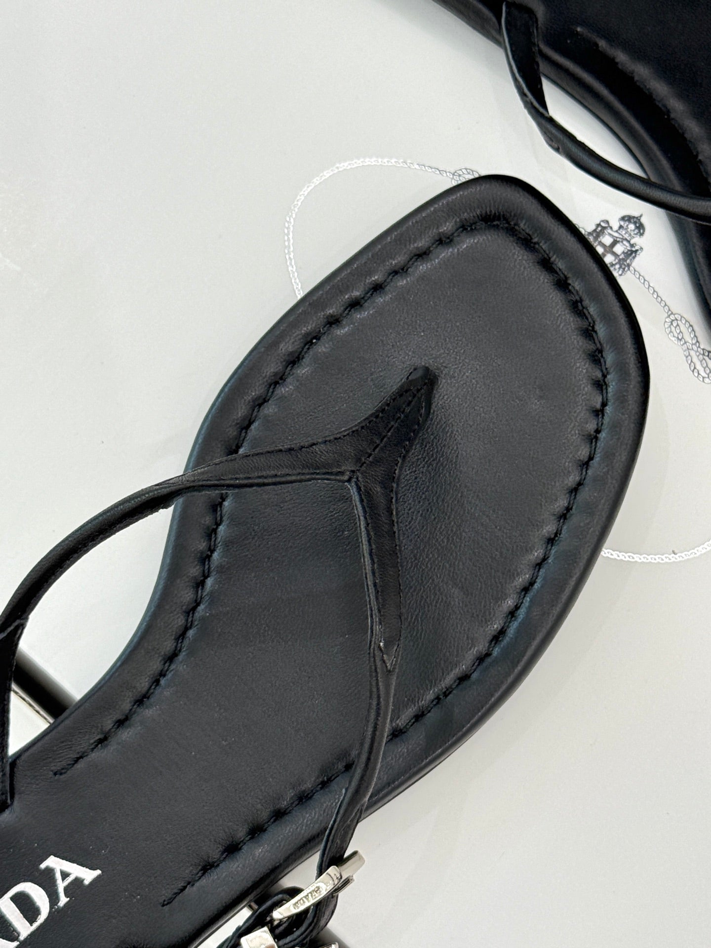 Prada Enameled Elegance Sandals