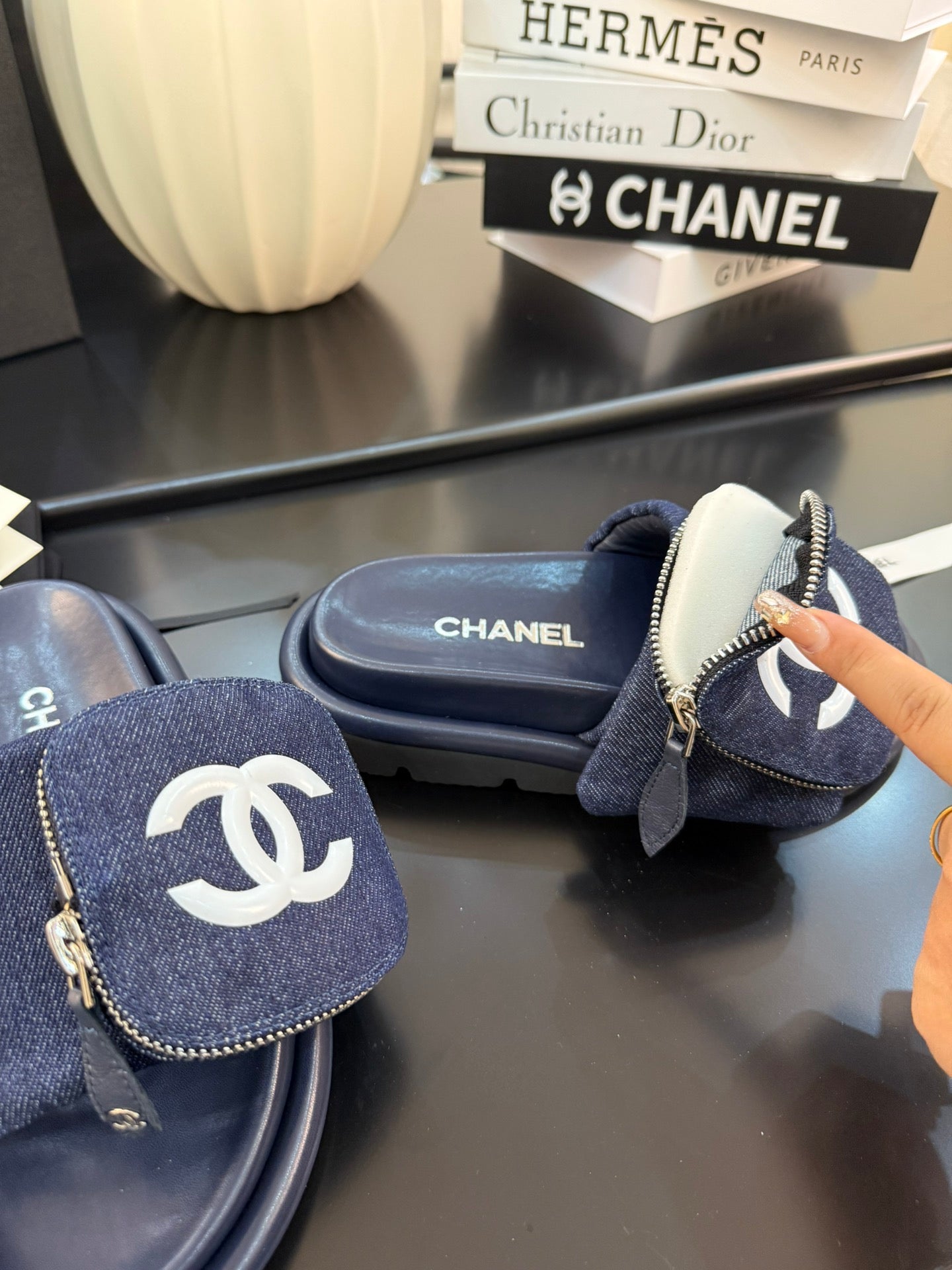 Chanel Elegant Lift Block Heel Sandals