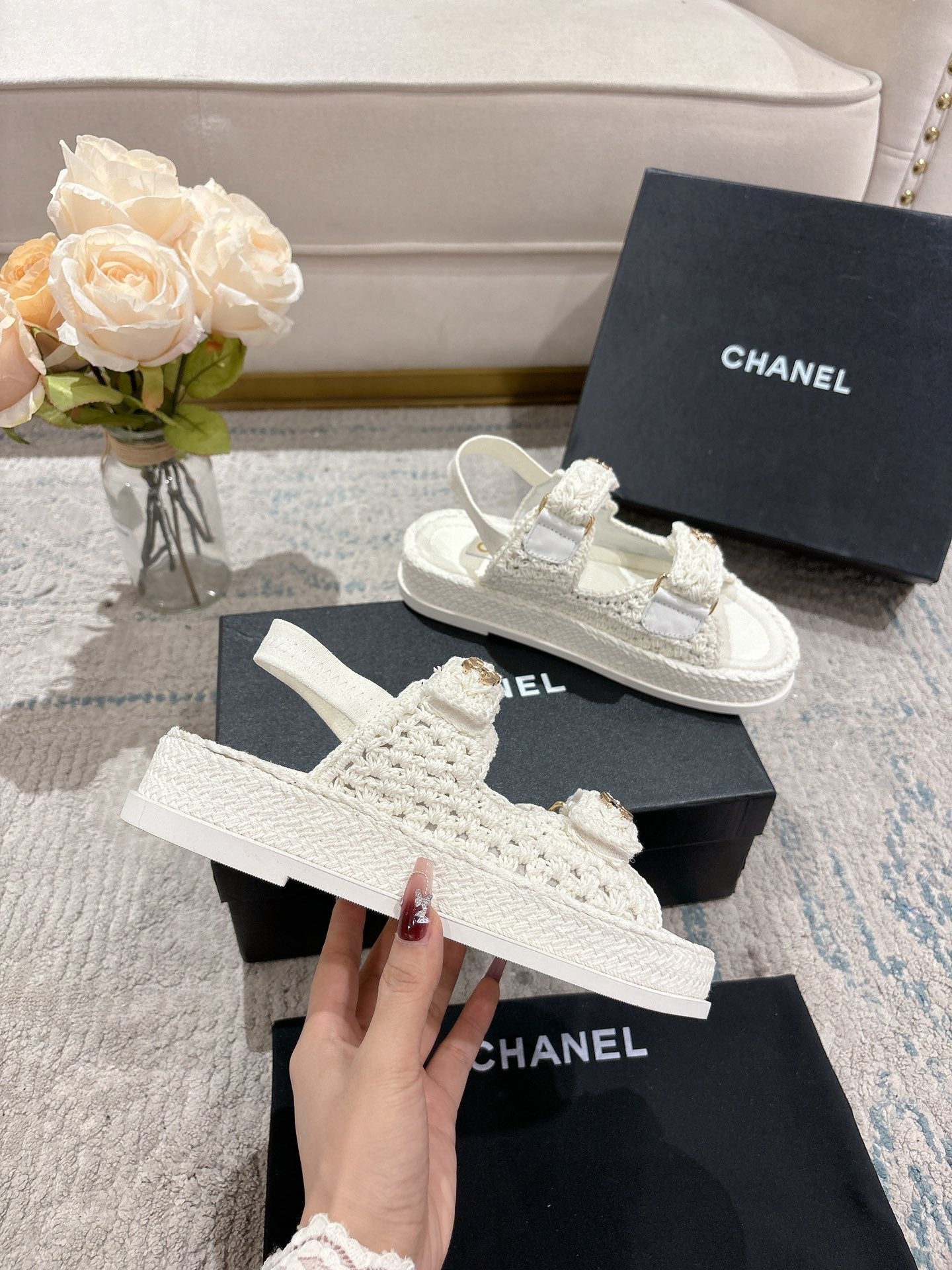Chanel Knit Luxe Sandals