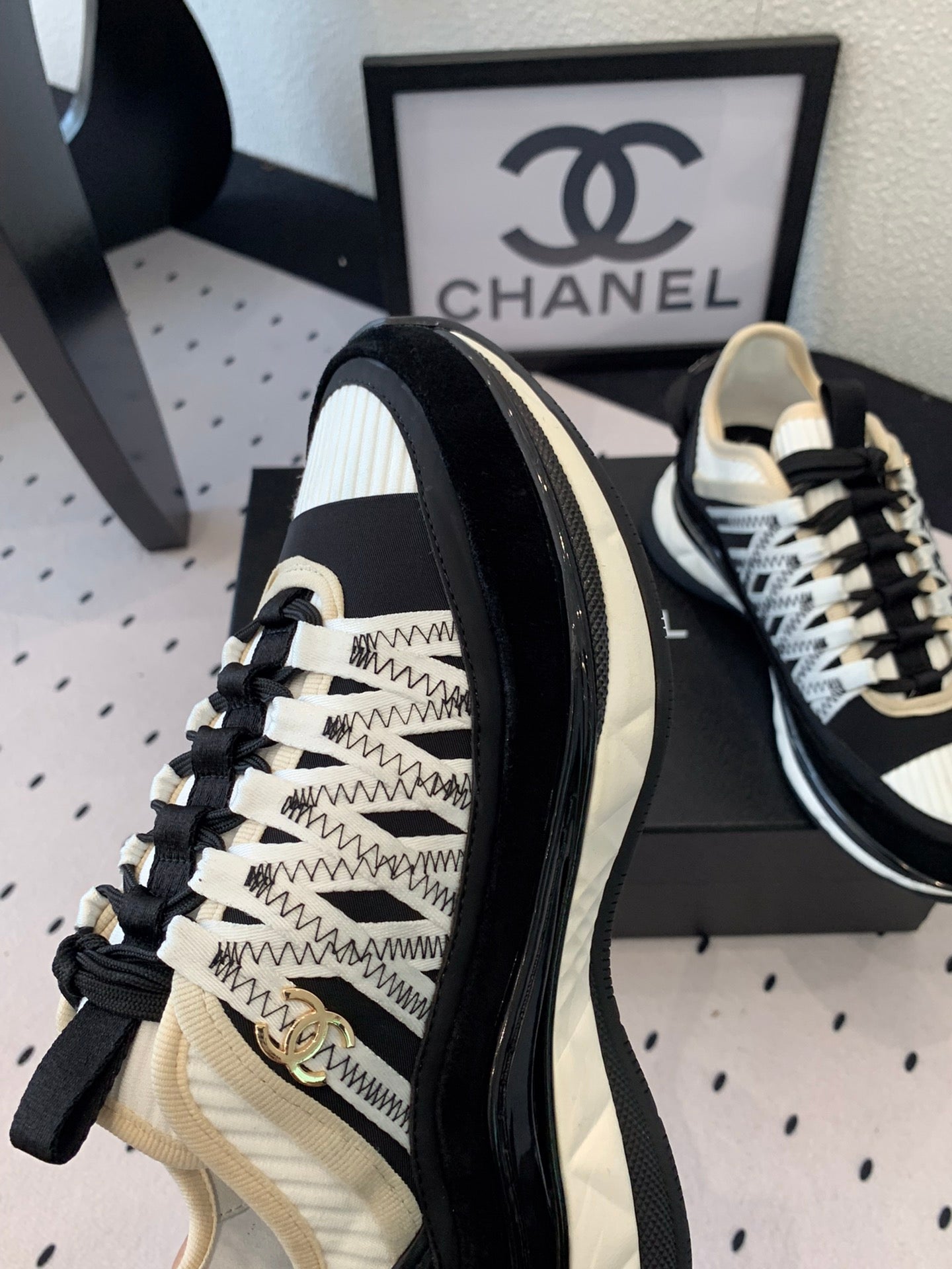 Chanel Velvet Low Top Sneakers