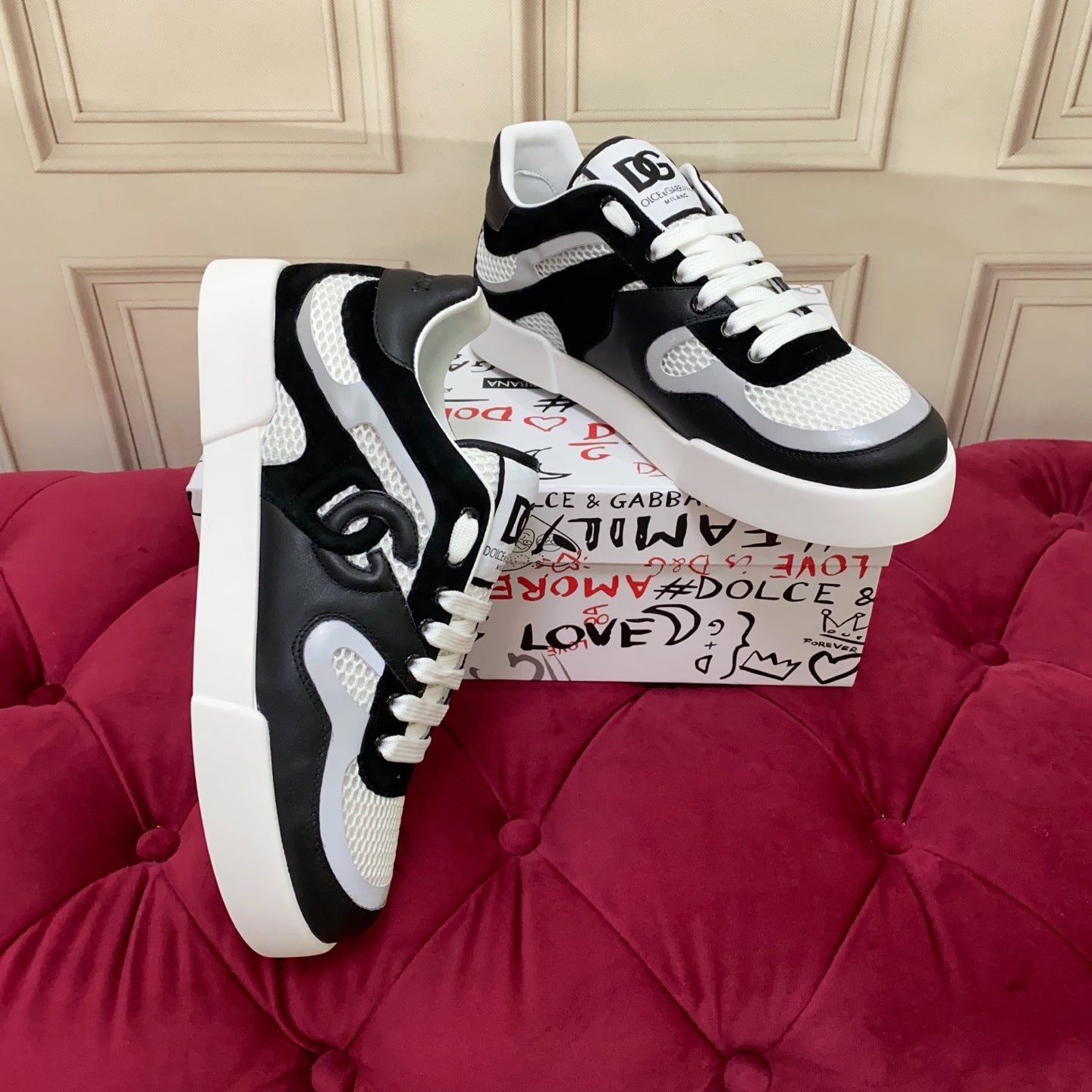 Dolce & Gabbana White & Gray Streetball Sneakers