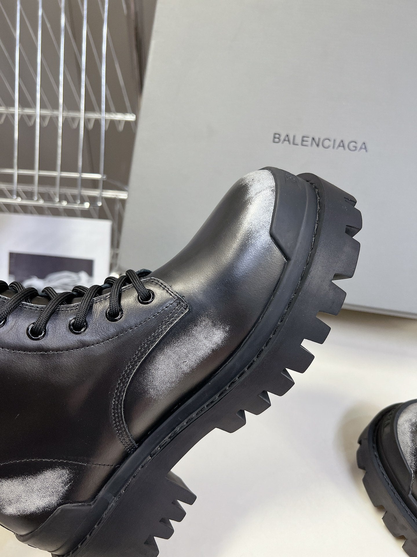 Balenciaga Men's Strike Lace-up Boot in Black