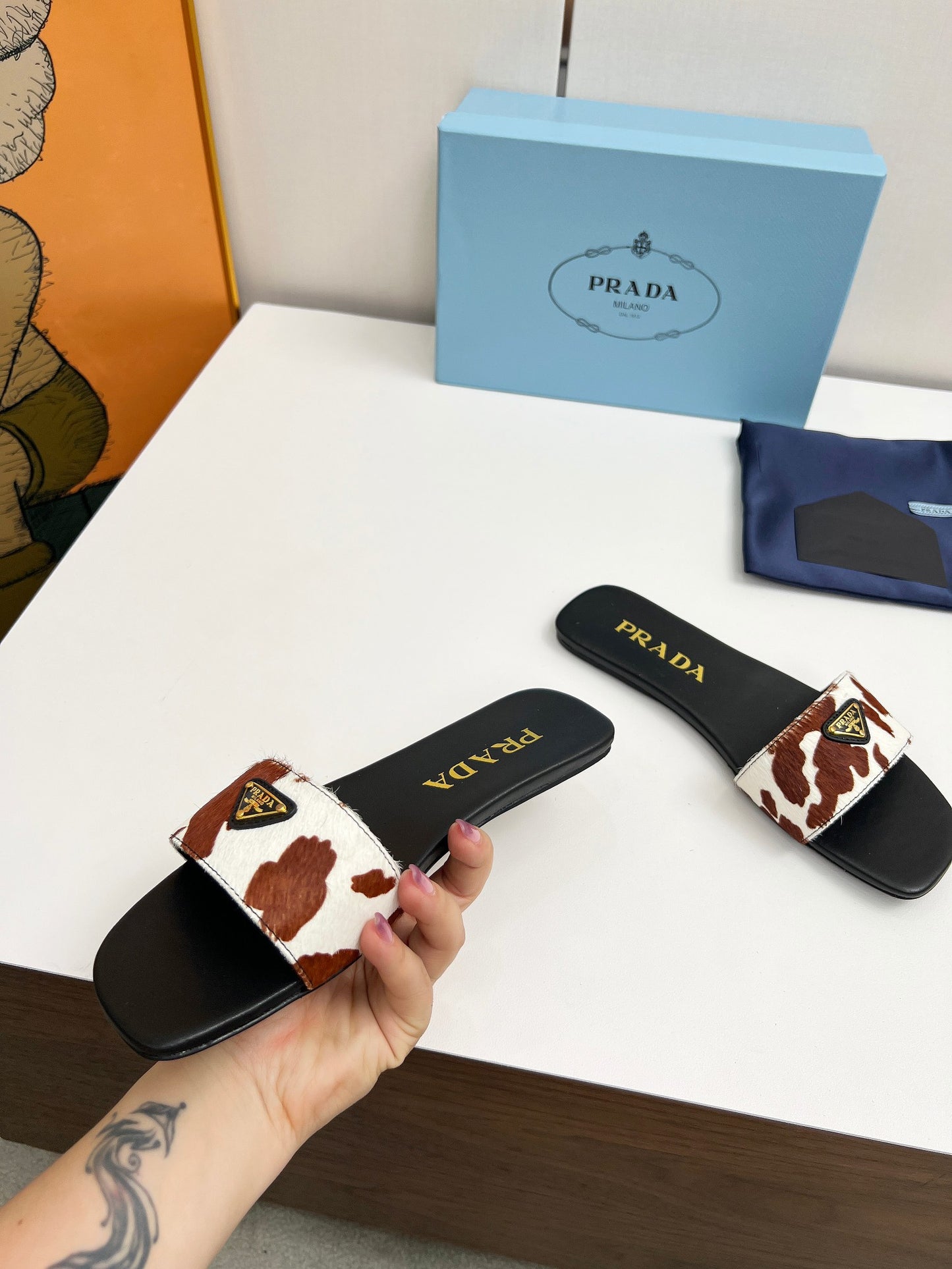 Prada Enameled Elegance Slides