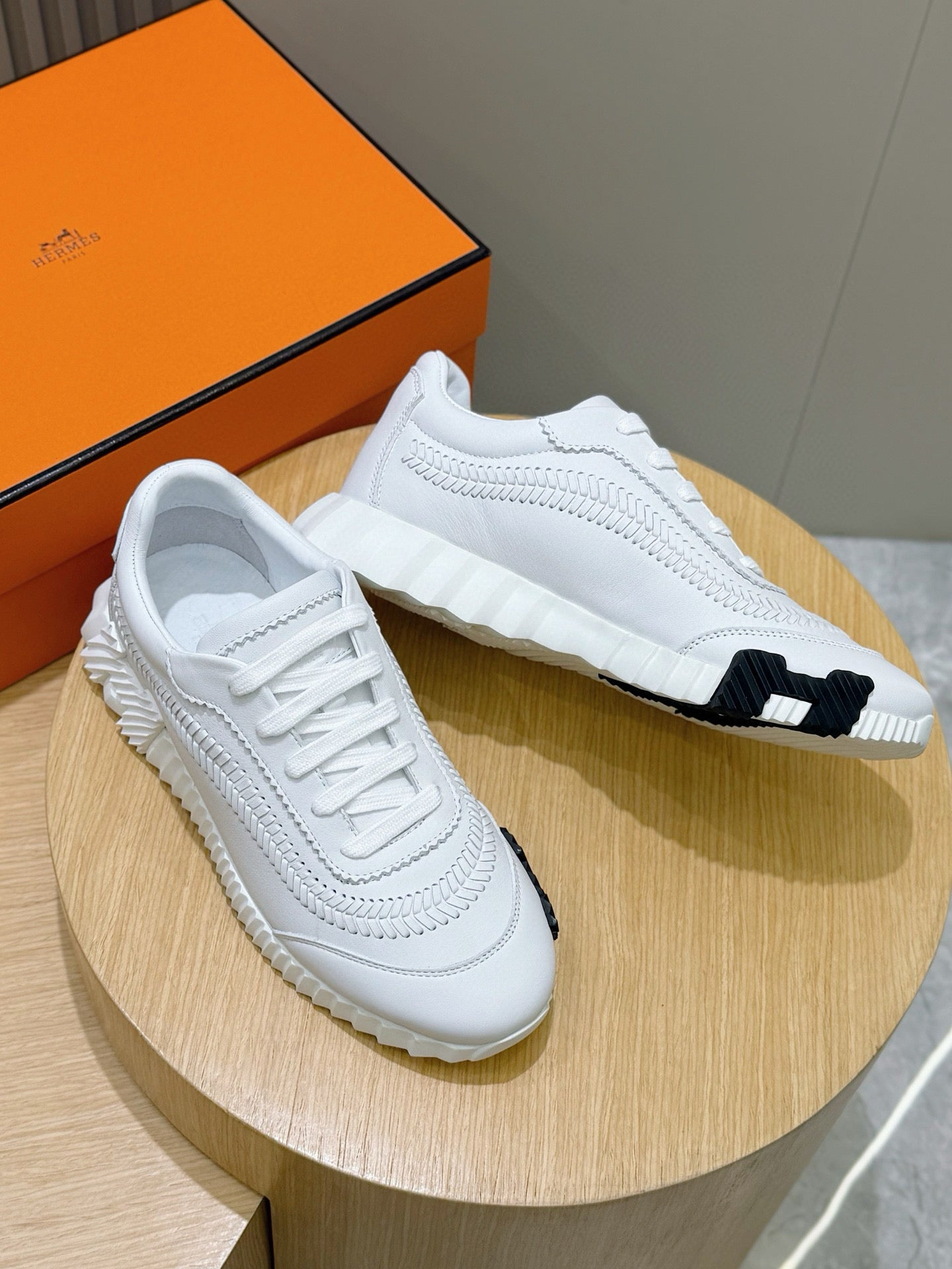 Hermes Elegant Mesh & Suede Bouncing Sneakers