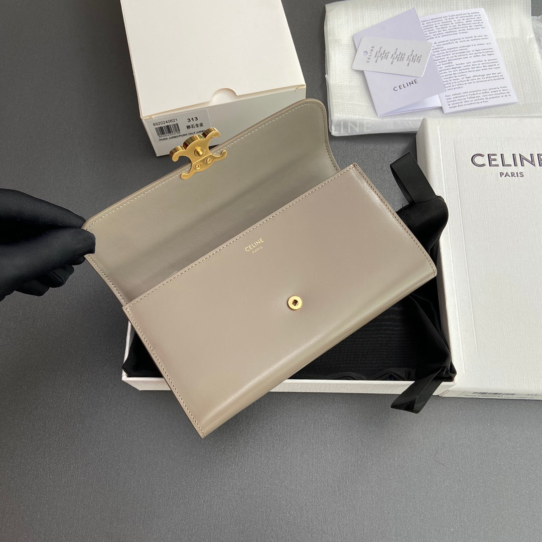 Celine Large Triomphe Wallet in Shiny Calfskin