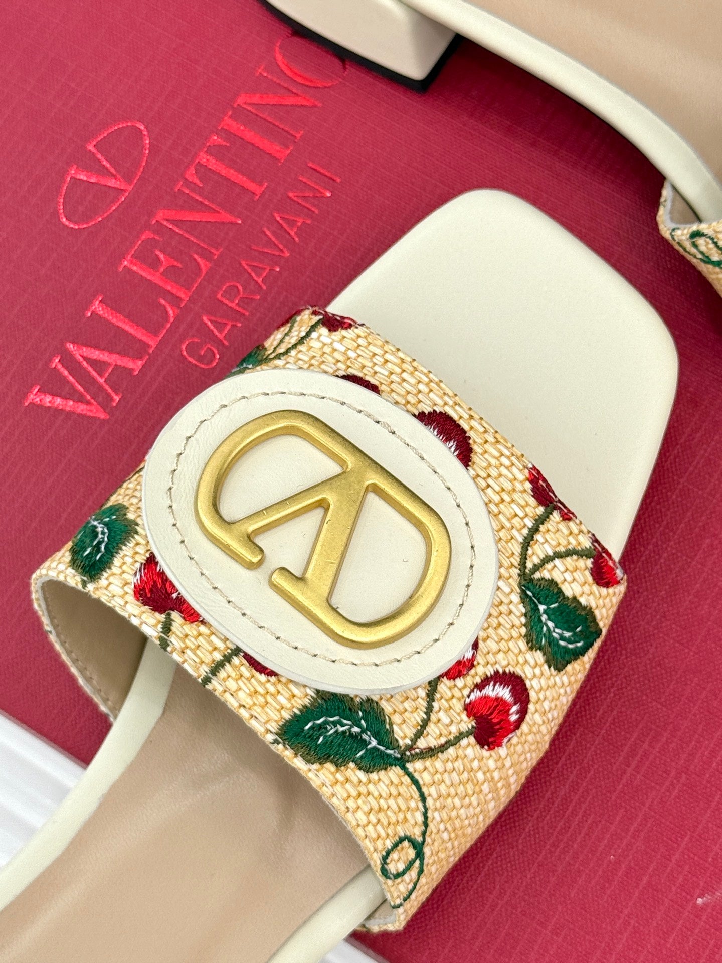 Valentino Cherry Elegance Slide Sandals