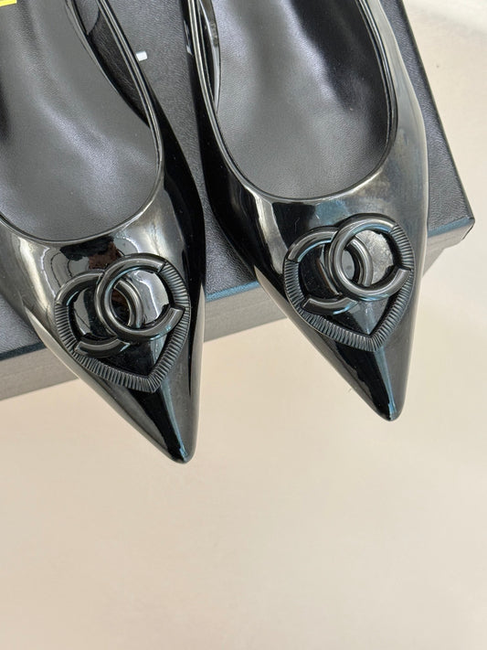 Chanel Cowhide Elegance Slope Mules