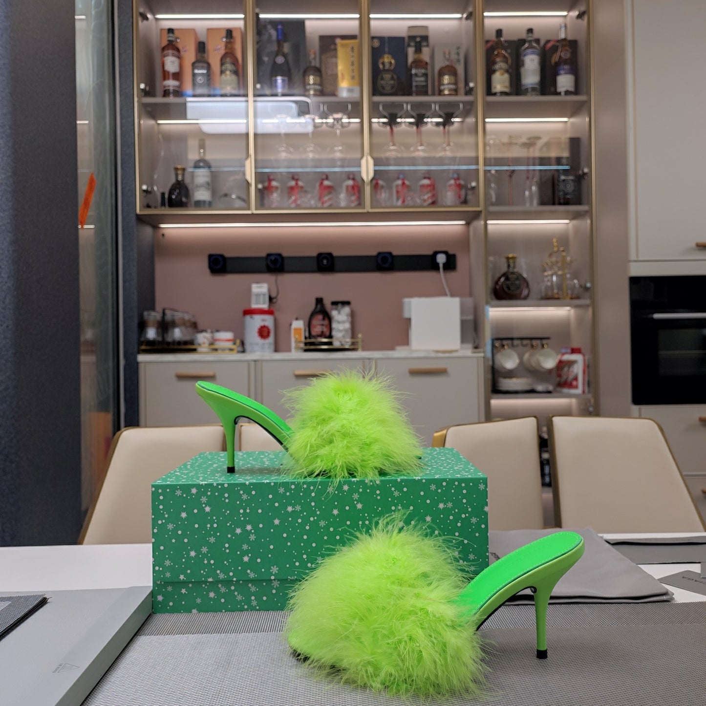 Balenciaga Feathered Luxe Slide Sandals