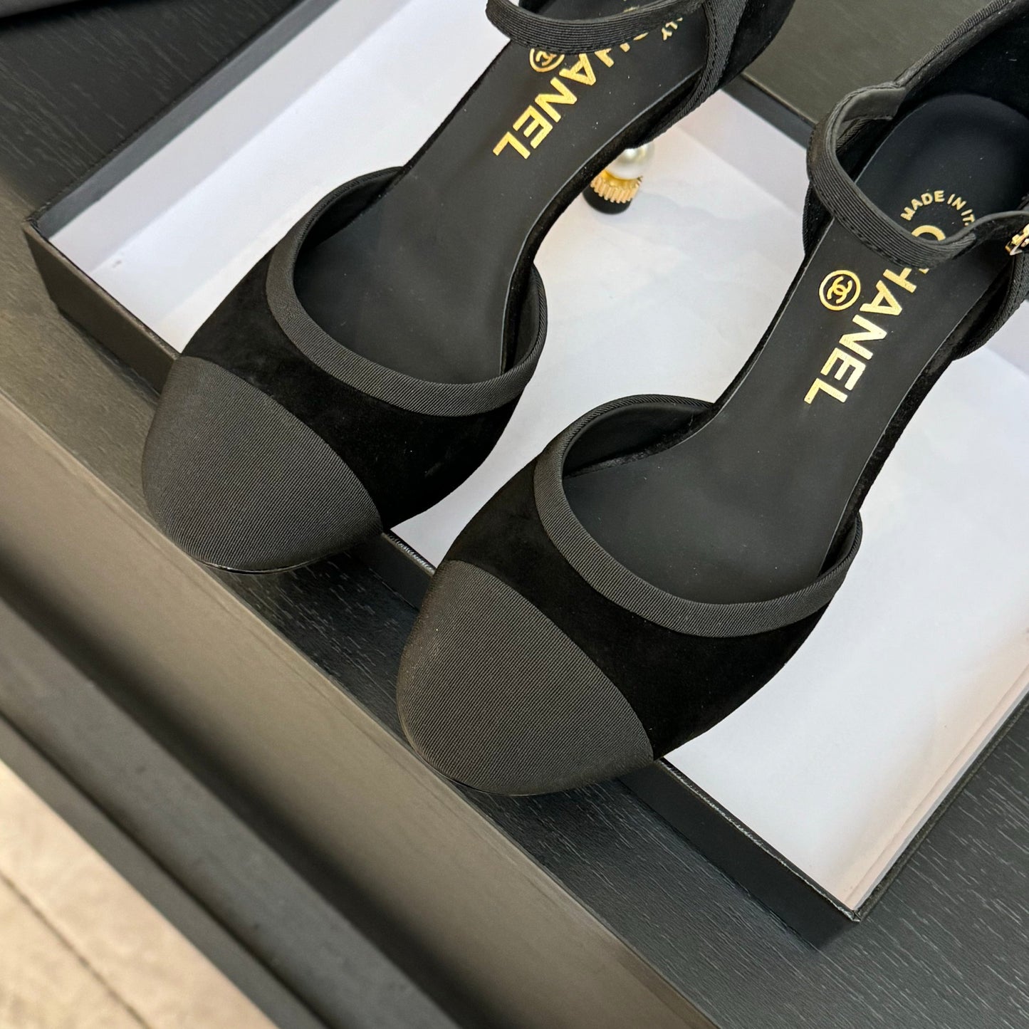 Chanel Elegant Suede Slide Mules