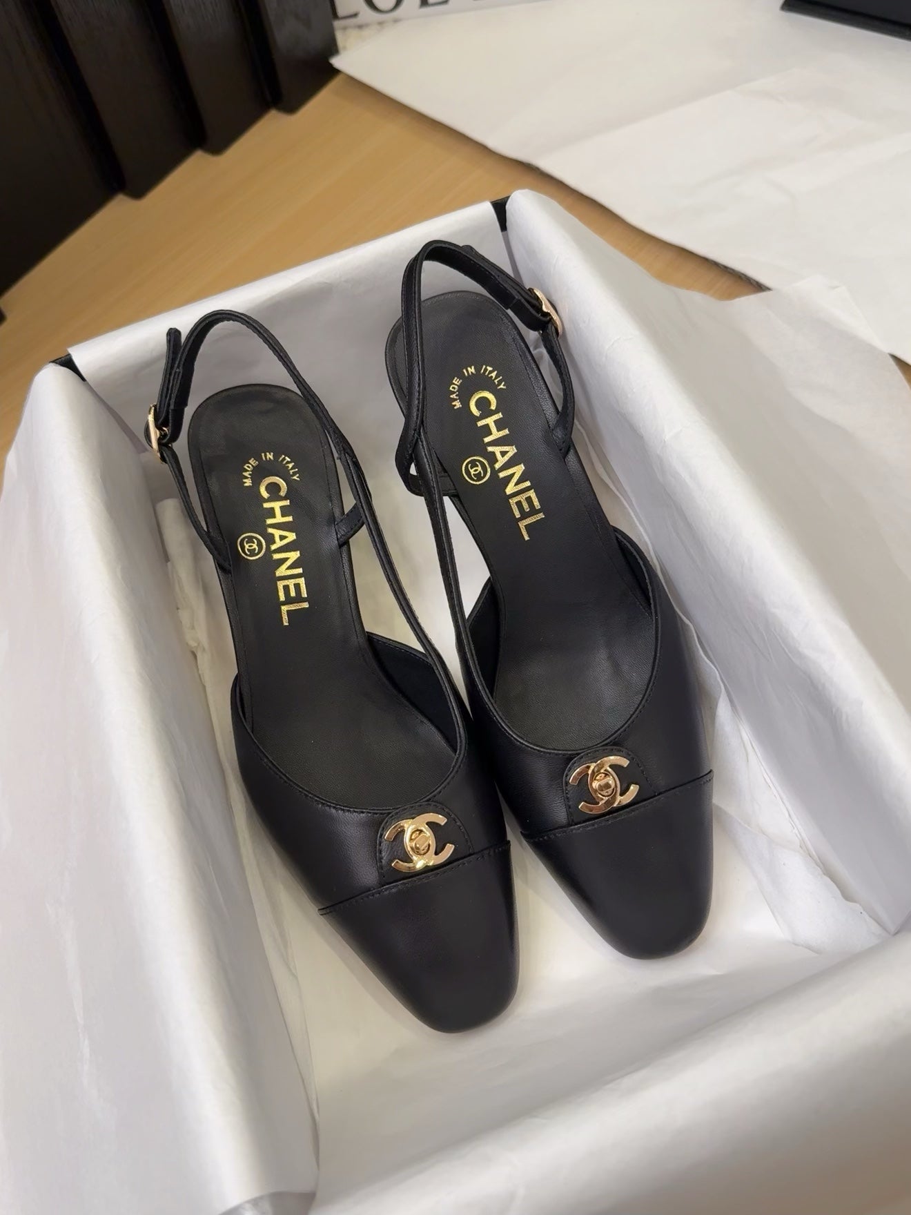 Chanel Timeless PVC Logo Slides