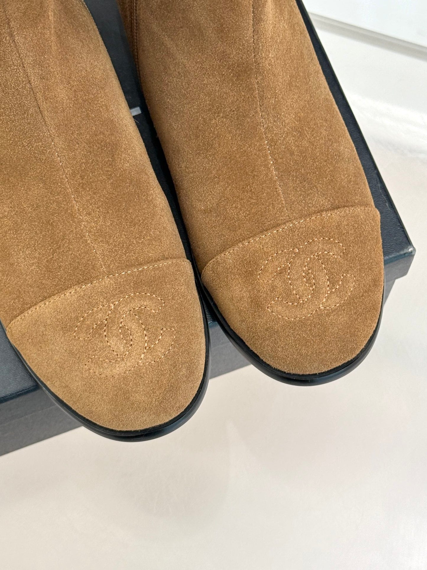 Chanel Bold Shearling & Amp; Suede Over-The-Knee Boots