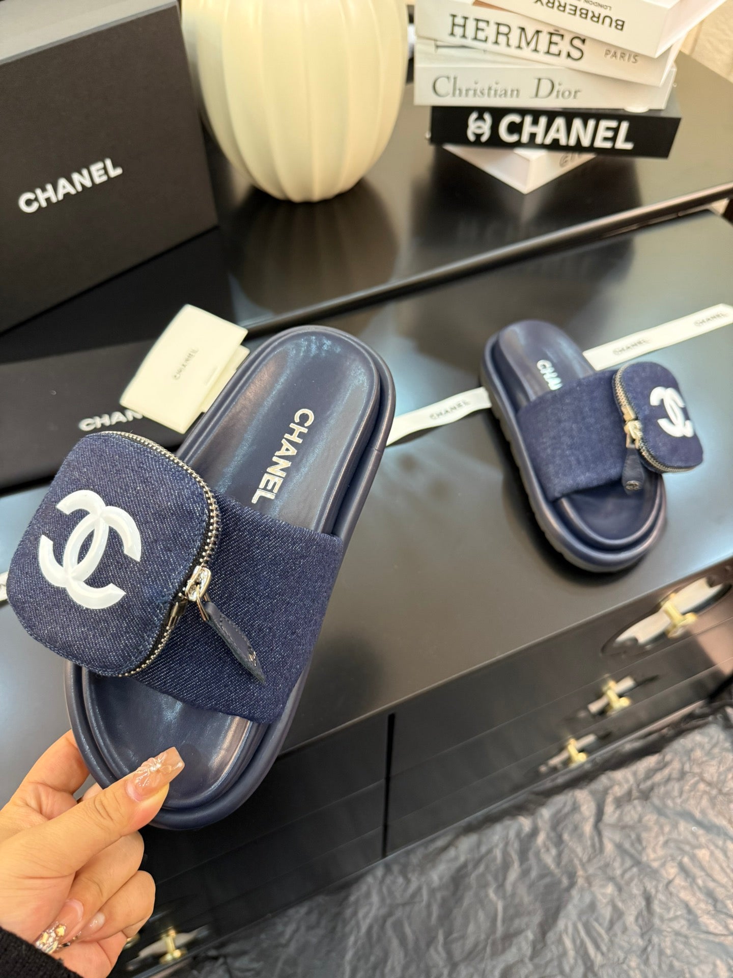 Chanel Elegant Lift Block Heel Sandals