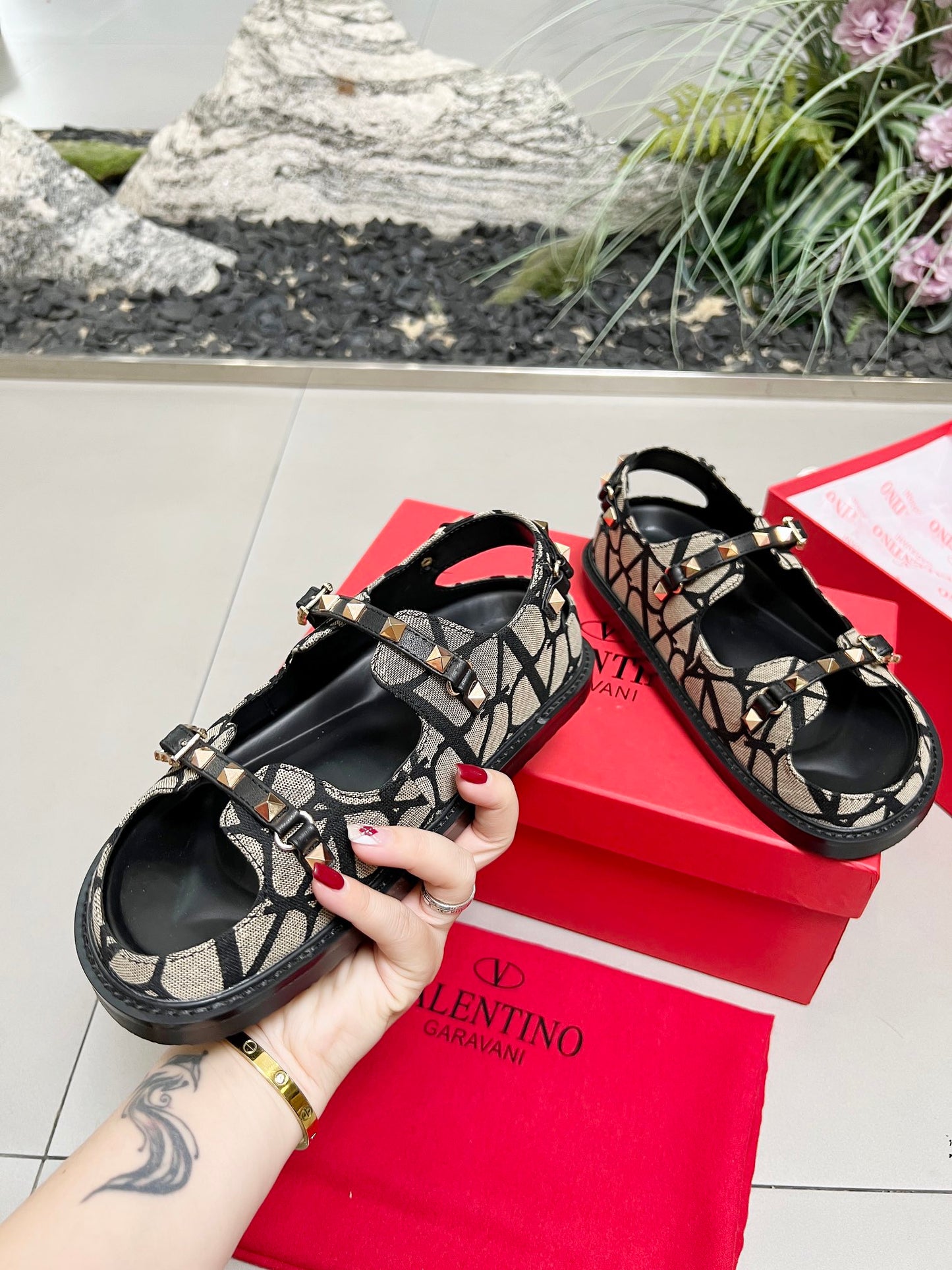 Valentino Cabochon Elegance Slide Sandal