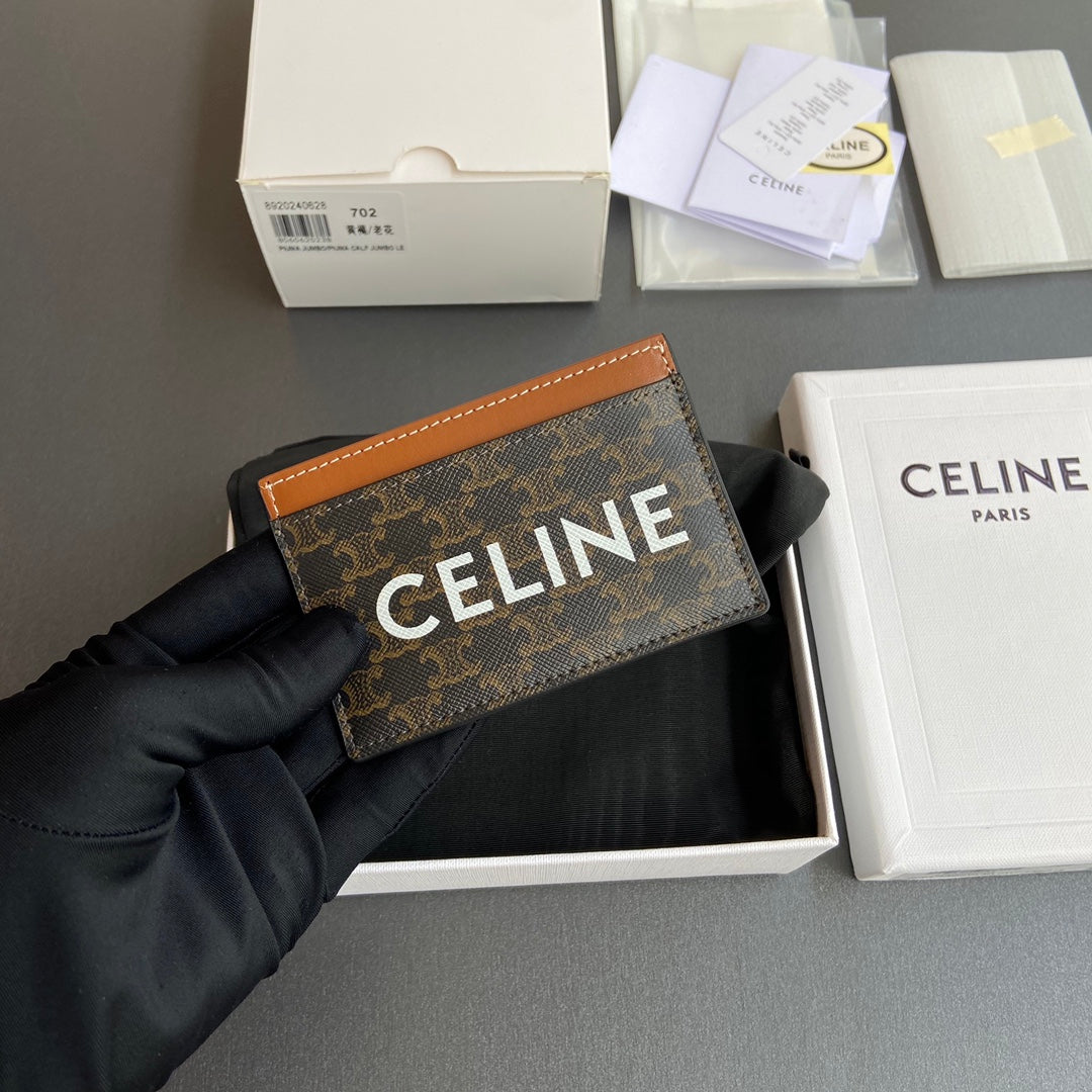 Celine Card Holder in Triomphe Canvas with Celine Print