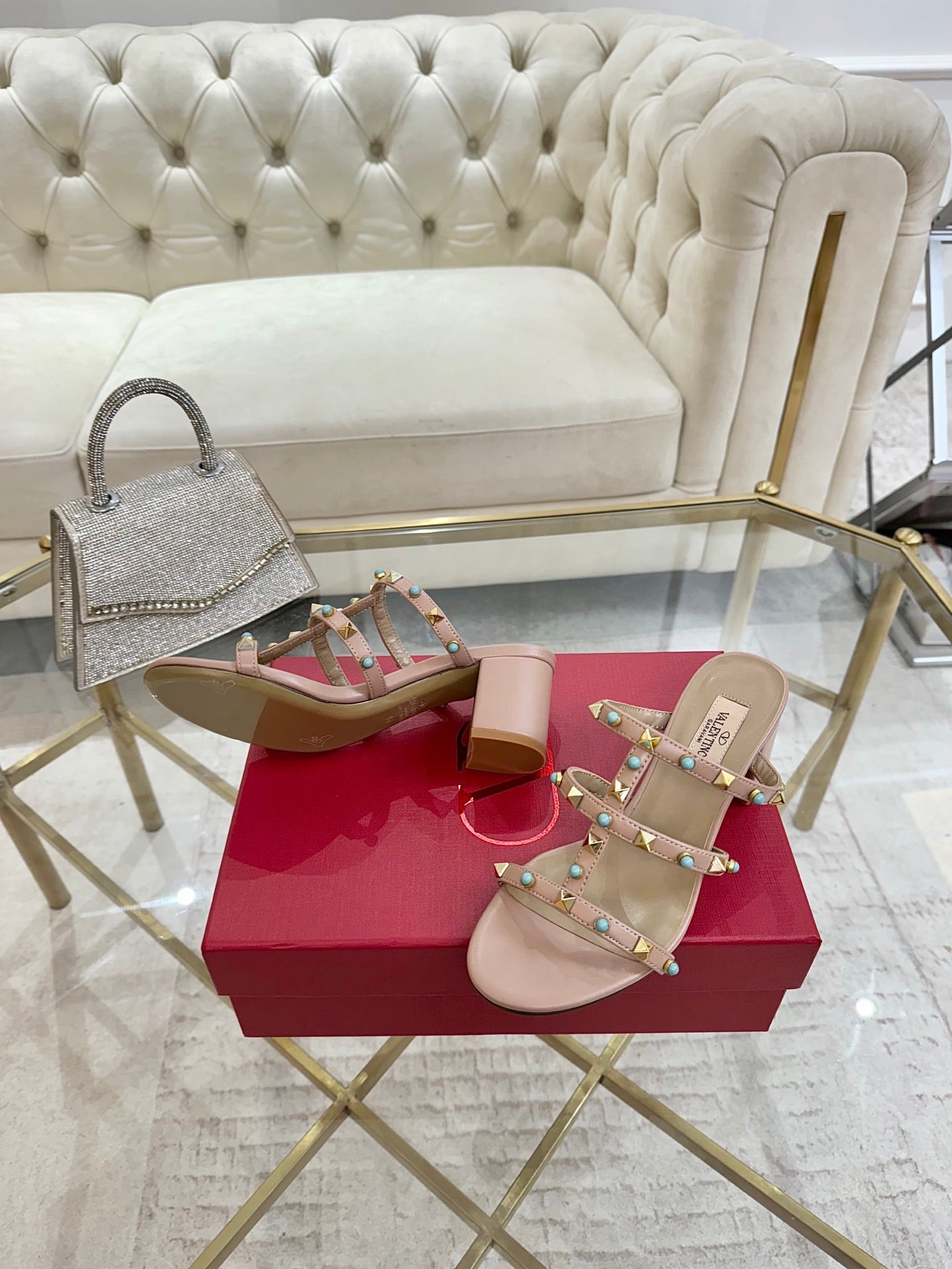 Valentino Cabochon Elegance Slide Sandal