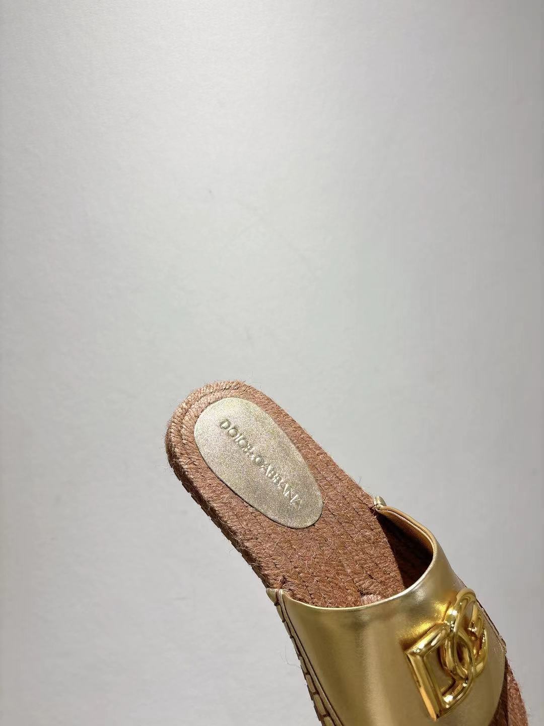 Dolce & Gabbana Woody Flat Logo Ribbon Slide Sandals