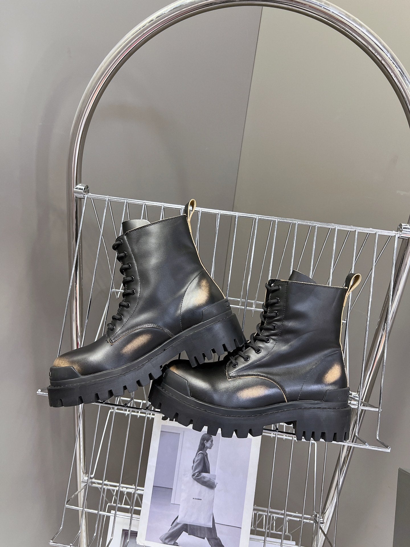 Balenciaga Men's Strike Lace-up Boot in Black