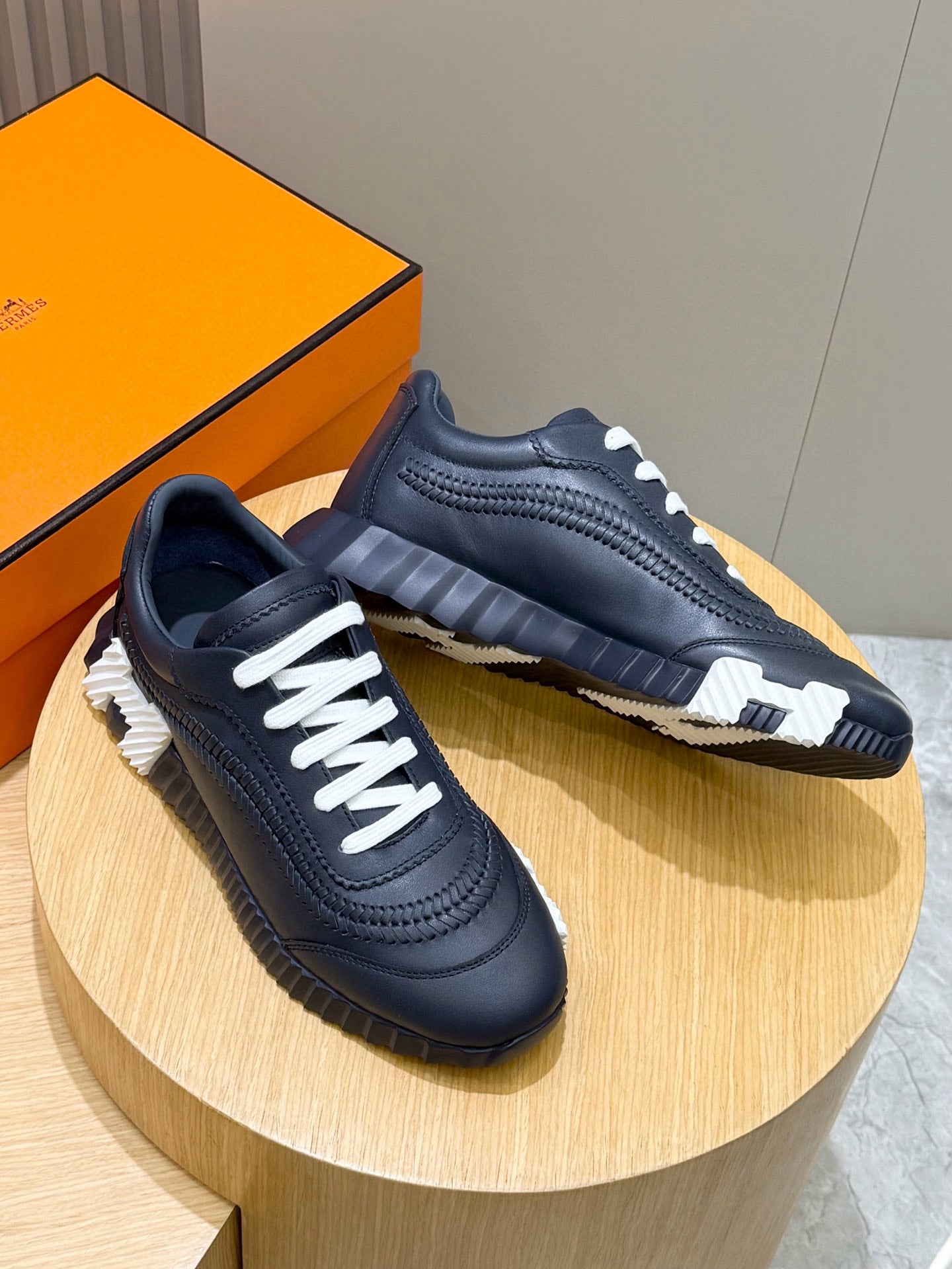 Hermes Elegant Mesh & Suede Bouncing Sneakers